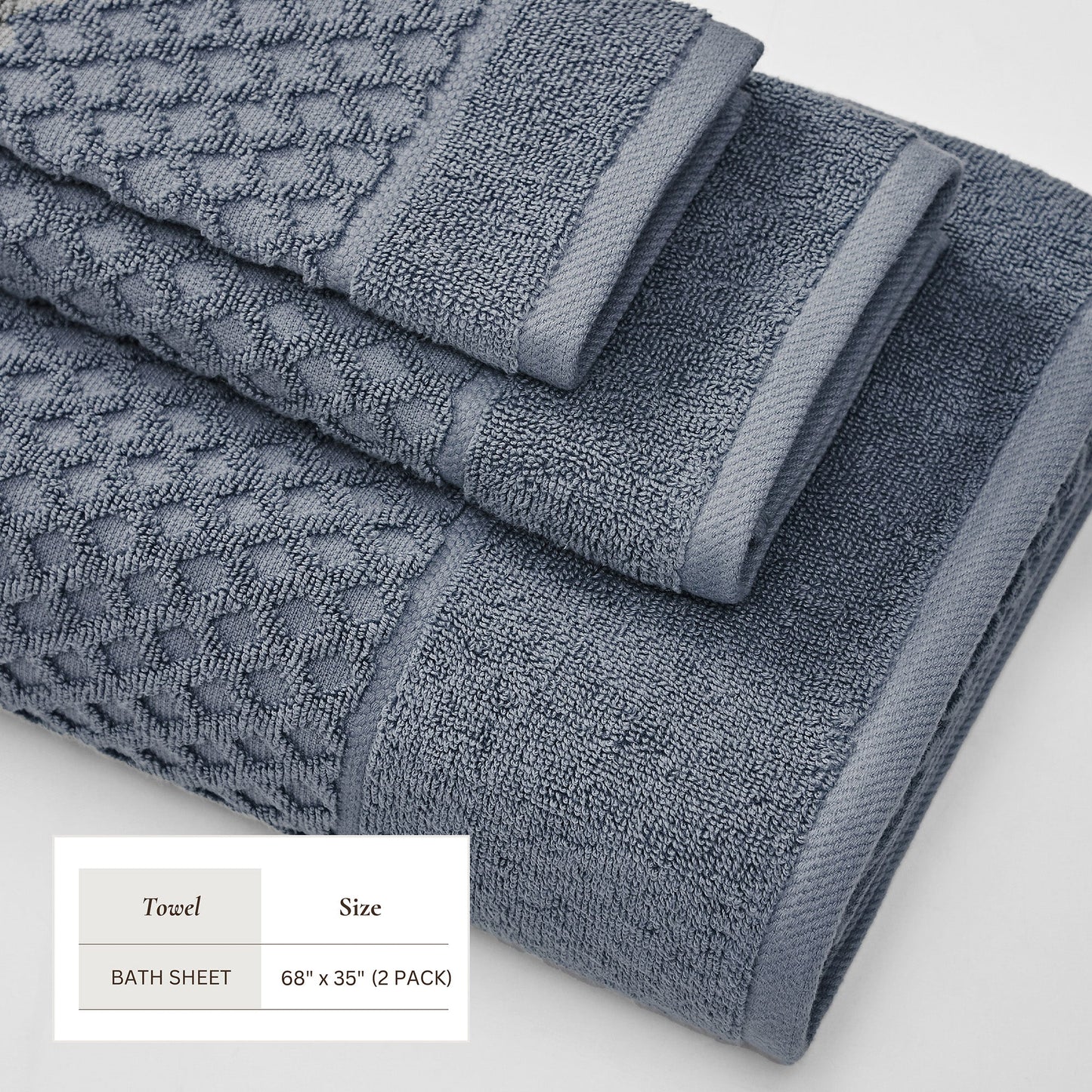 Cotton Diamond Waffle Weave Bath Towel Set Grayson Collection Low Twist Two Ply Towels For Everyday Luxury