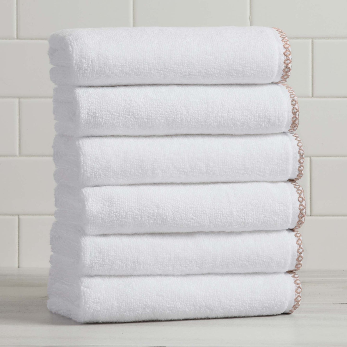 Cotton Border Stitched 6 Piece Towel Set Valery Collection Zero Twist Combed Cotton