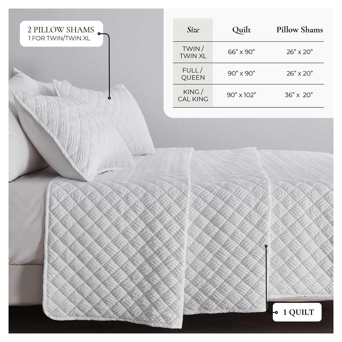 Diamond Embossed Quilt Set - Diamond Microsculpt Collection Great Bay Home