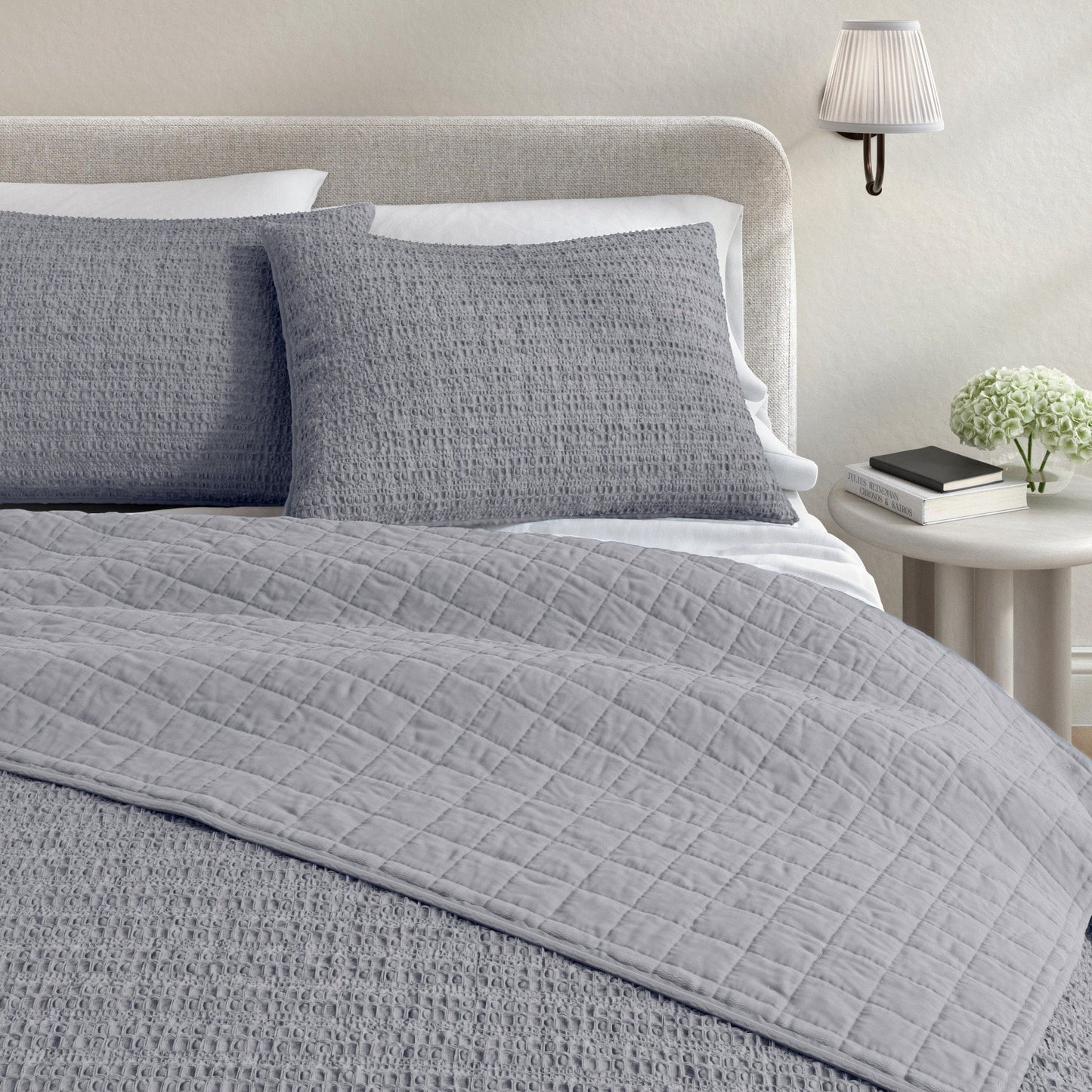 100 Percent Cotton Honeycomb Waffle Quilt Set Garment Washed Genevieve Collection