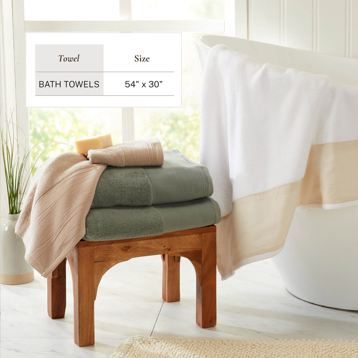 Priya Collection Six Piece Cotton Towel Set With Linen Like Border Zero Twist Combed Cotton