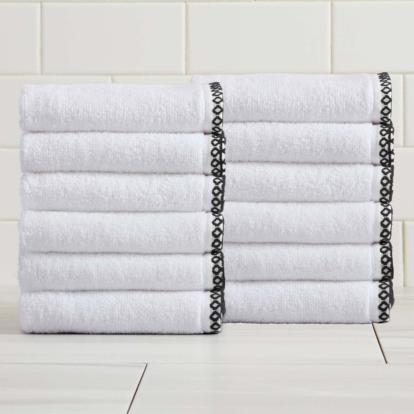 Cotton Border Stitched 6 Piece Towel Set Valery Collection Zero Twist Combed Cotton
