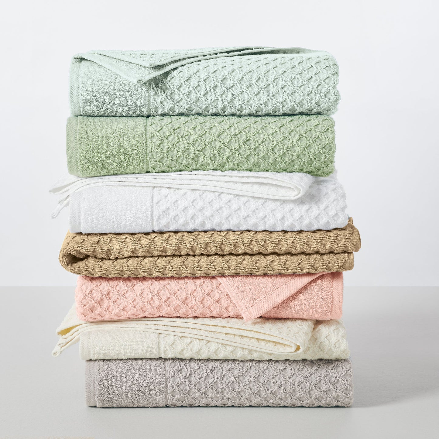 Cotton Diamond Waffle Weave Bath Towel Set Grayson Collection Low Twist Two Ply Towels For Everyday Luxury