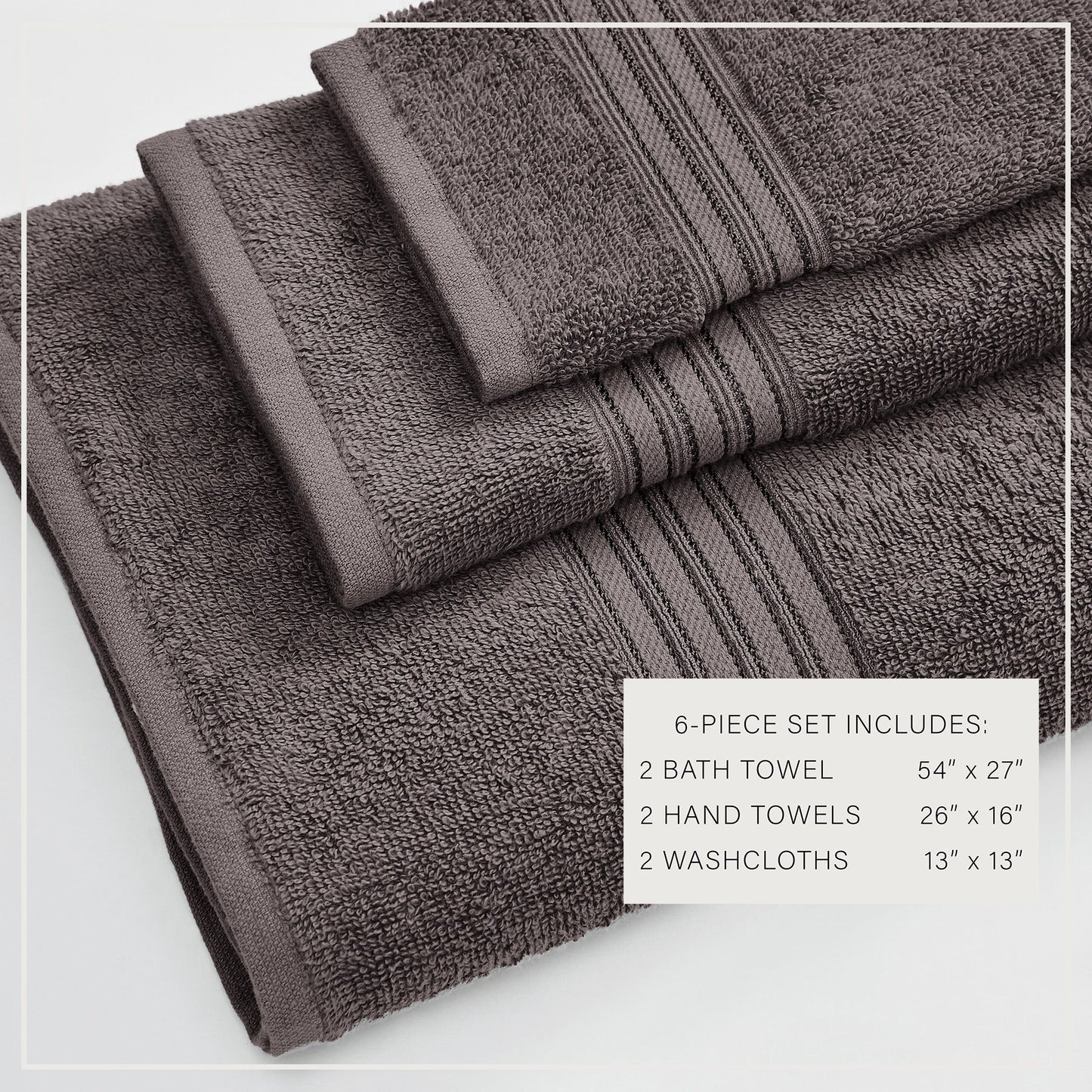 Cooper Collection Cotton Terry Bath Towel Set Lightweight Soft Towels Quick Drying Feather Spun Technology