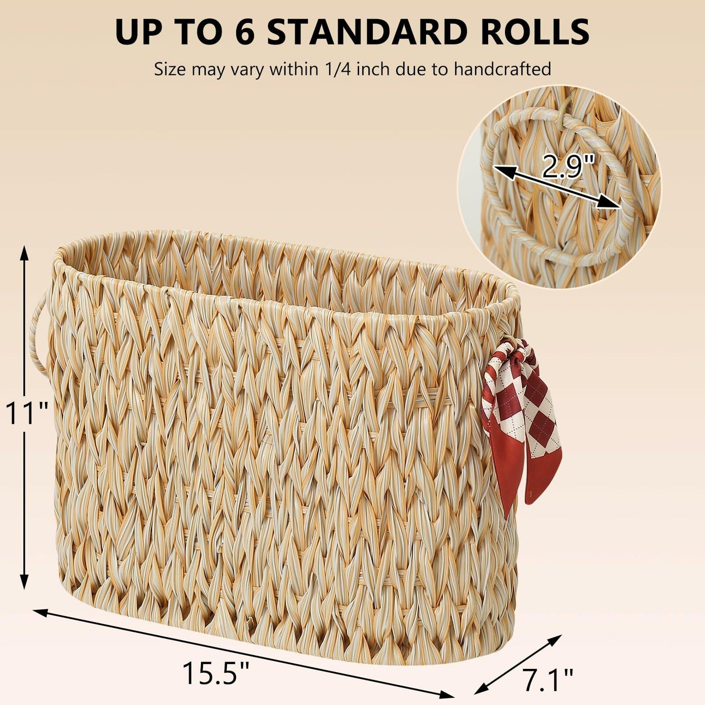 ELINZINE Toilet Paper Holder And Storage Basket For Six Mega Rolls Grey 1 Pack Organizer