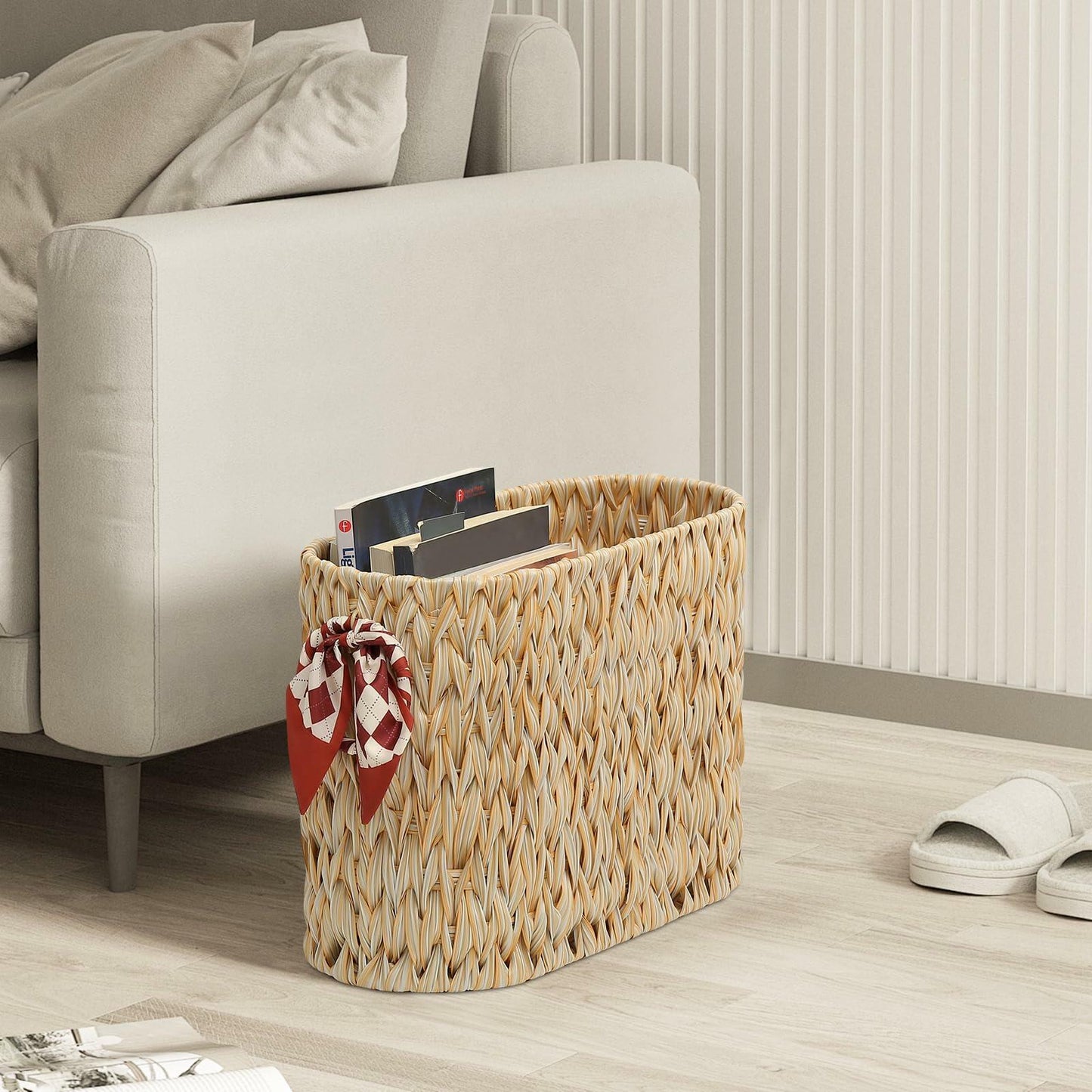 ELINZINE Toilet Paper Holder And Storage Basket For Six Mega Rolls Grey 1 Pack Organizer