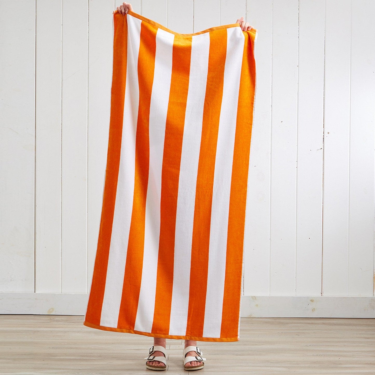 Oversized Cotton Velour Cabana Stripe Beach Towel Novia Collection Ultra Soft for Beach Poolside Camping