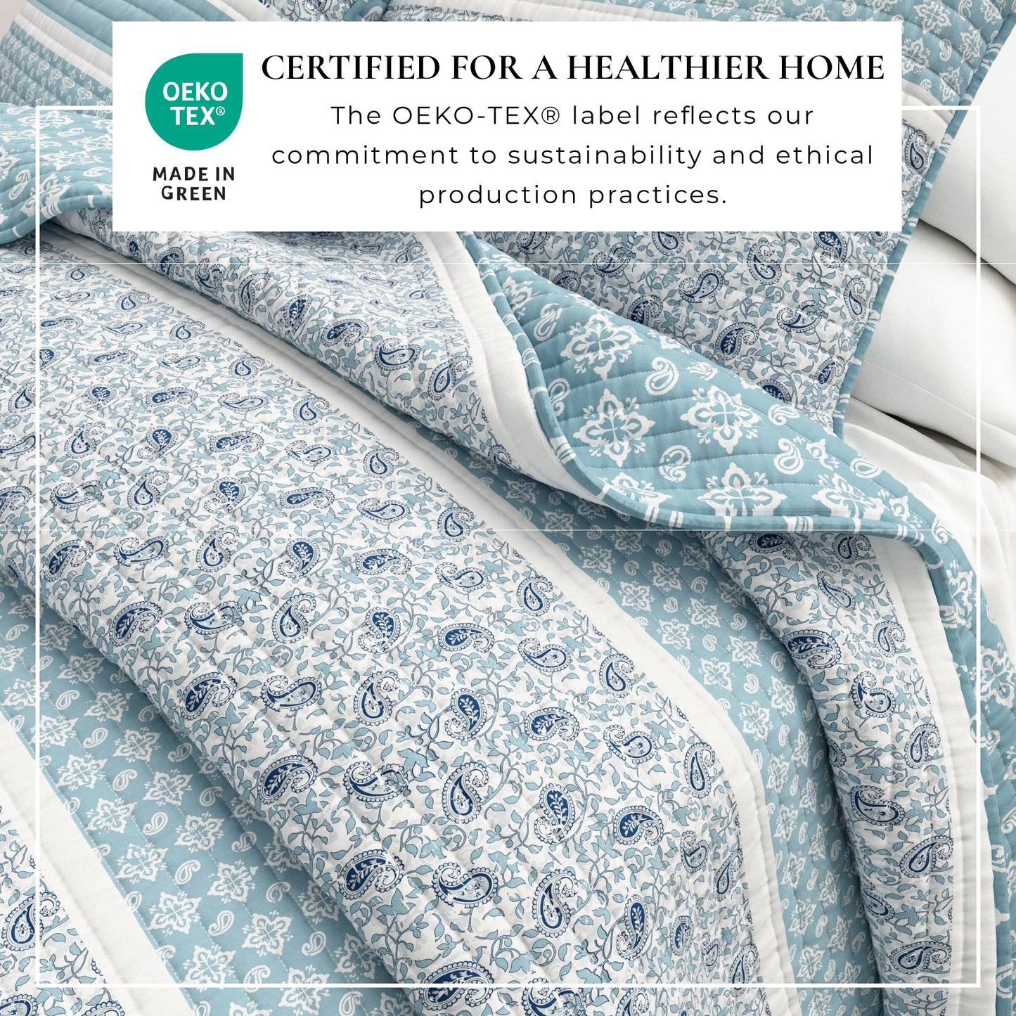 3 Piece Stripe Quilt Set Kadi Collection Soft Polyester Bedding For Bedroom Decor