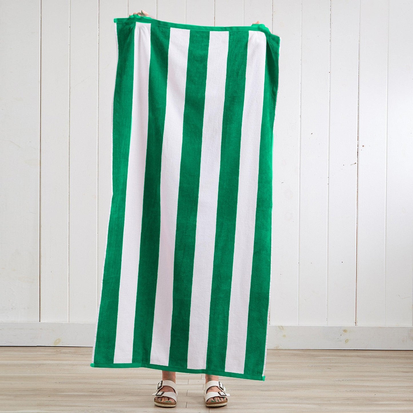 Oversized Cotton Velour Cabana Stripe Beach Towel Novia Collection Ultra Soft for Beach Poolside Camping