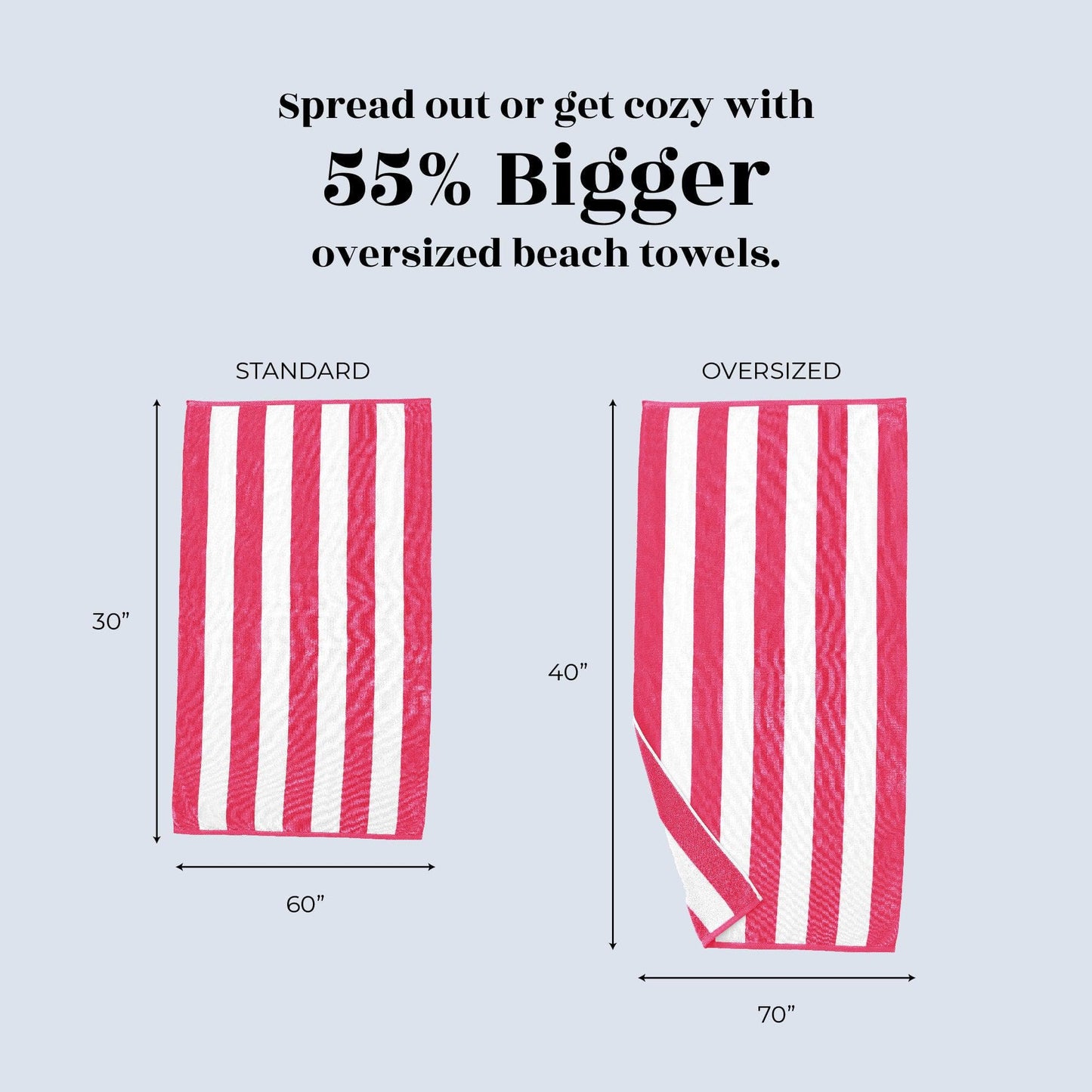 Oversized Cotton Velour Cabana Stripe Beach Towel Novia Collection Ultra Soft for Beach Poolside Camping