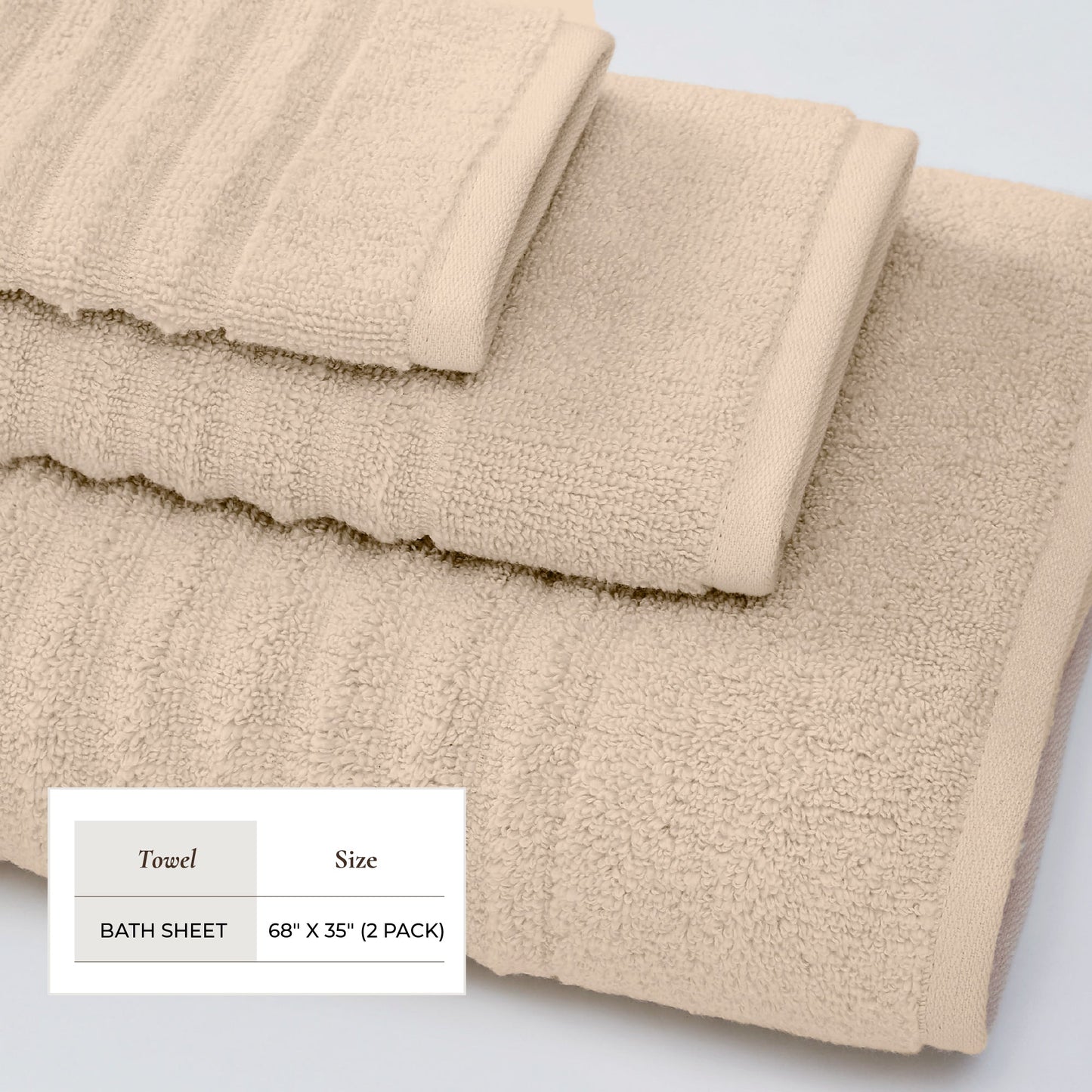 Karina Collection Luxury Cotton Bath Towels With Combed Cotton And Modern Ribbed Texture