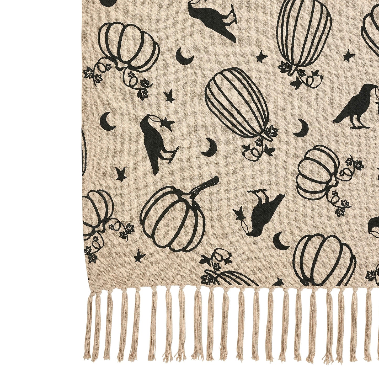 Midnight Harvest Pumpkin & Raven Woven Throw Blanket – 50" x 60" Cozy Fall Accent