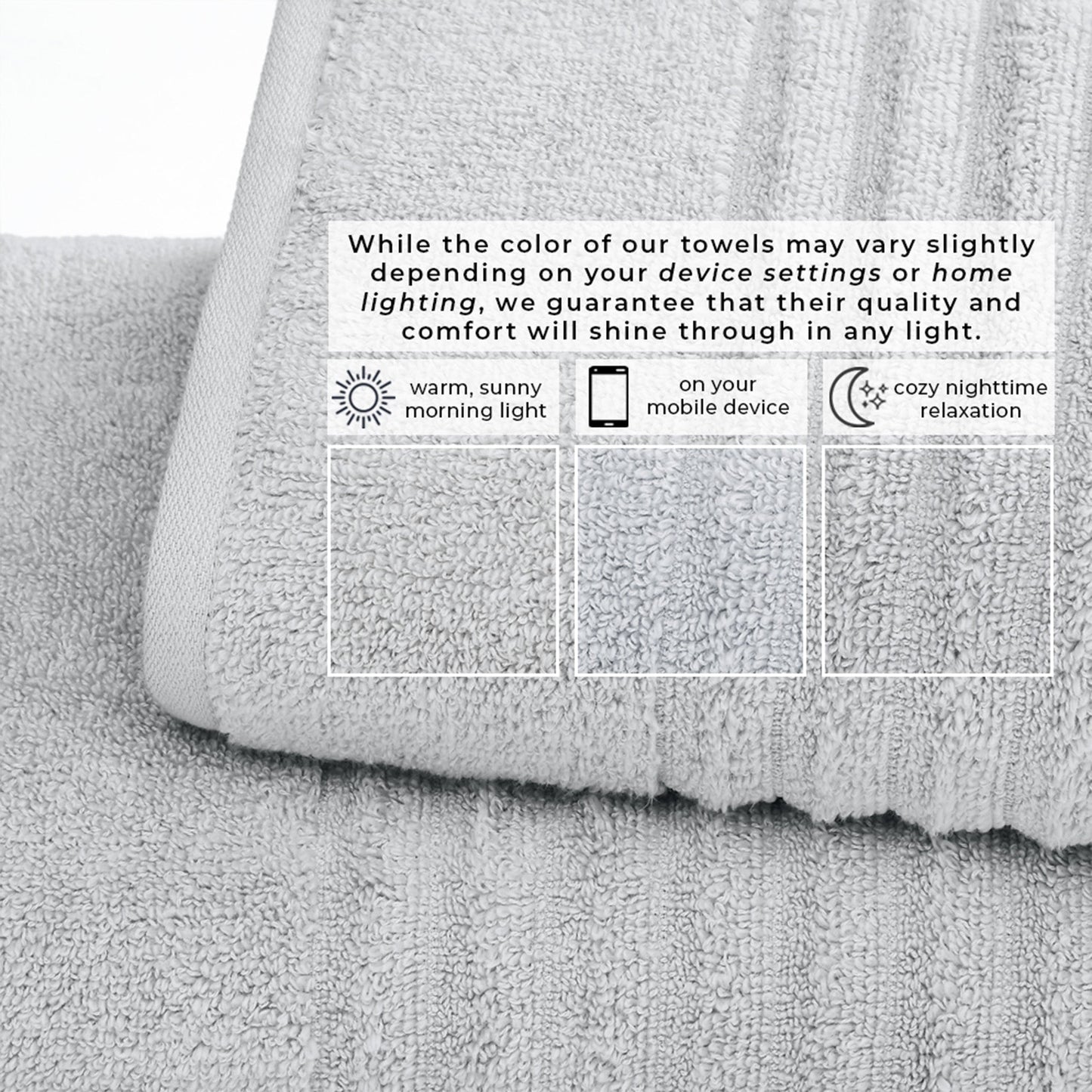 Karina Collection Luxury Cotton Bath Towels With Combed Cotton And Modern Ribbed Texture