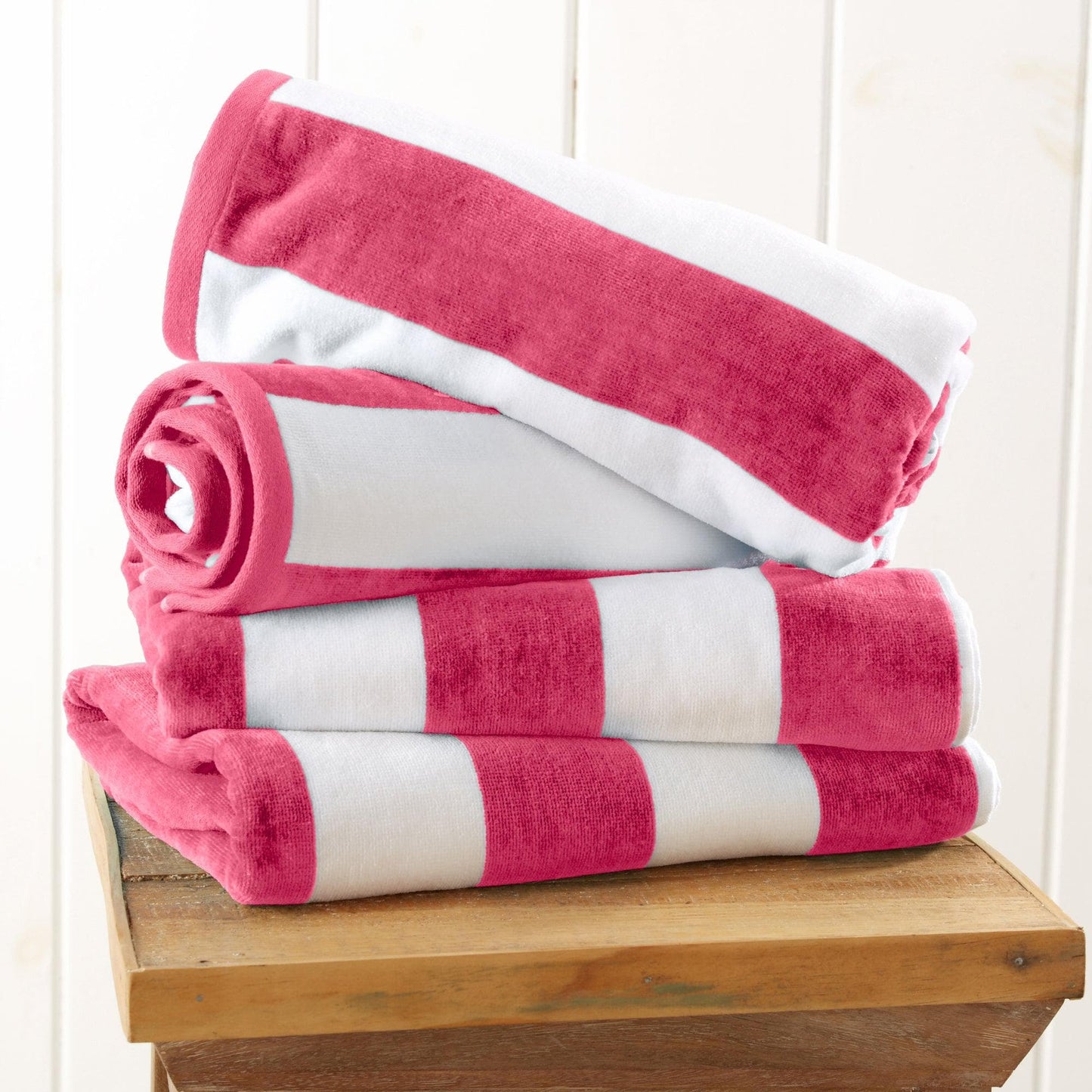 Oversized Cotton Velour Cabana Stripe Beach Towel Novia Collection Ultra Soft for Beach Poolside Camping
