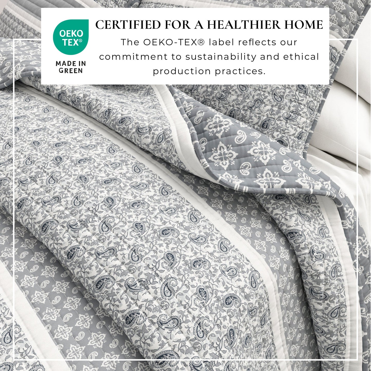 3 Piece Stripe Quilt Set Kadi Collection Soft Polyester Bedding For Bedroom Decor
