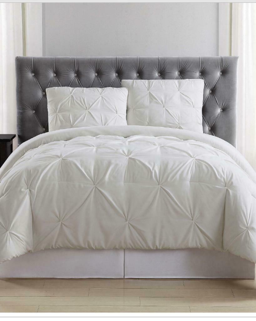 Truly Soft Pleated Duvet Set Bedding Ivory Full Queen Size With Elegant Pleated Face