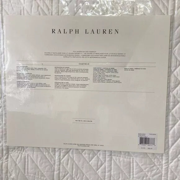 Ralph Lauren Home Oakfield Cotton Coverlet for Full Queen Bed Luxurious Everyday Bedding