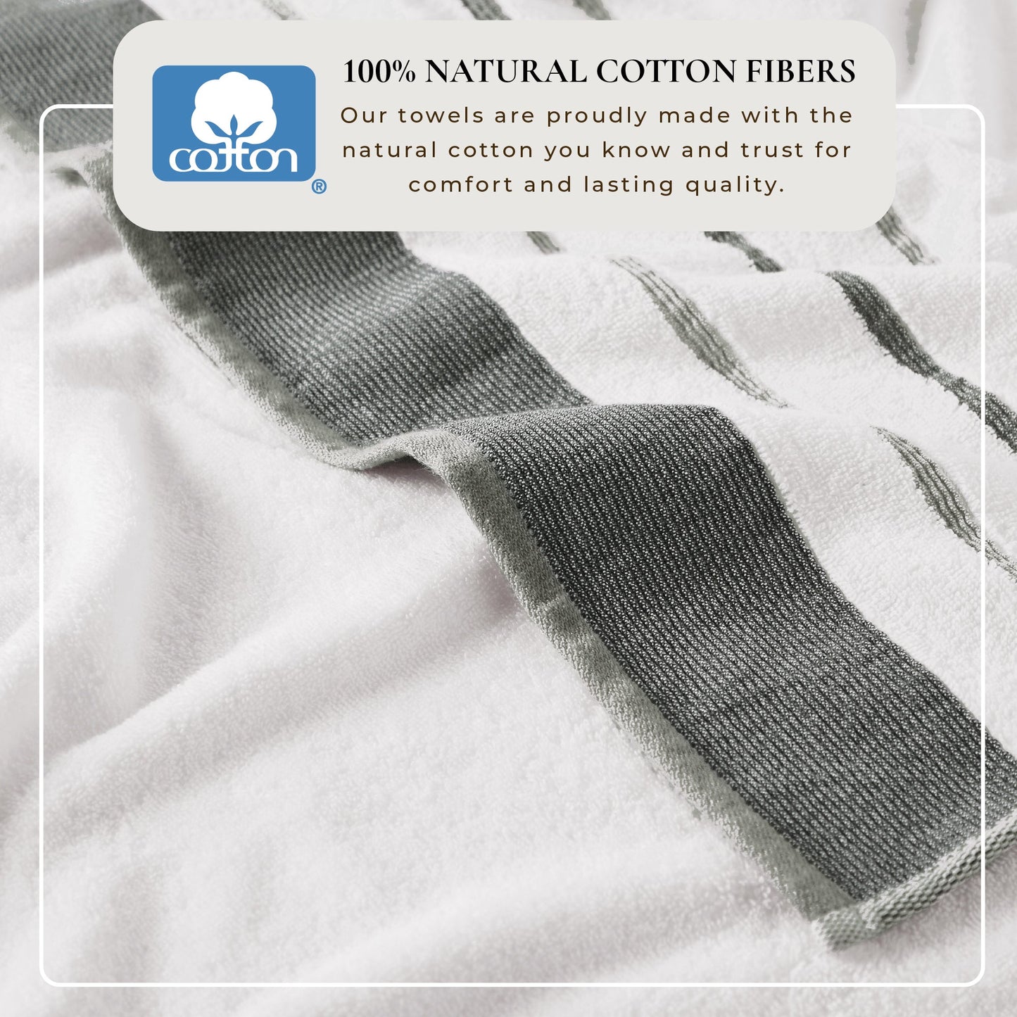Decorative Cotton Stripe Bath Towel Set - Noelle Collection