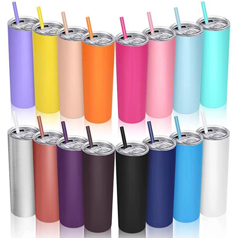 Skinny Stainless Steel Thermos With Straw
