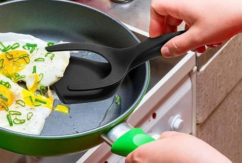 2-in-1 Grip Flip Spatula Tongs - Non-Stick Nylon Egg Flipper & Cooking Tool