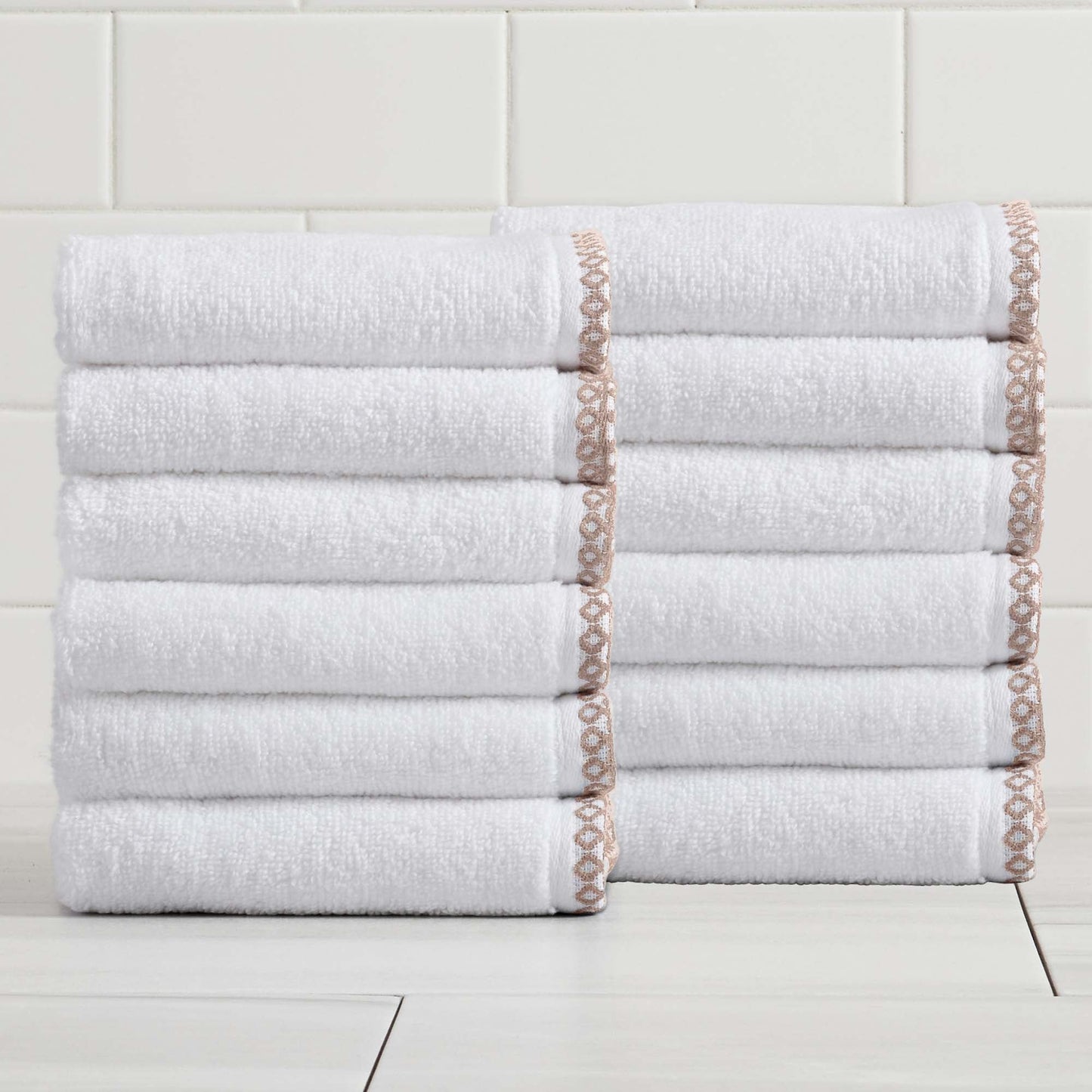 Cotton Border Stitched 6 Piece Towel Set Valery Collection Zero Twist Combed Cotton