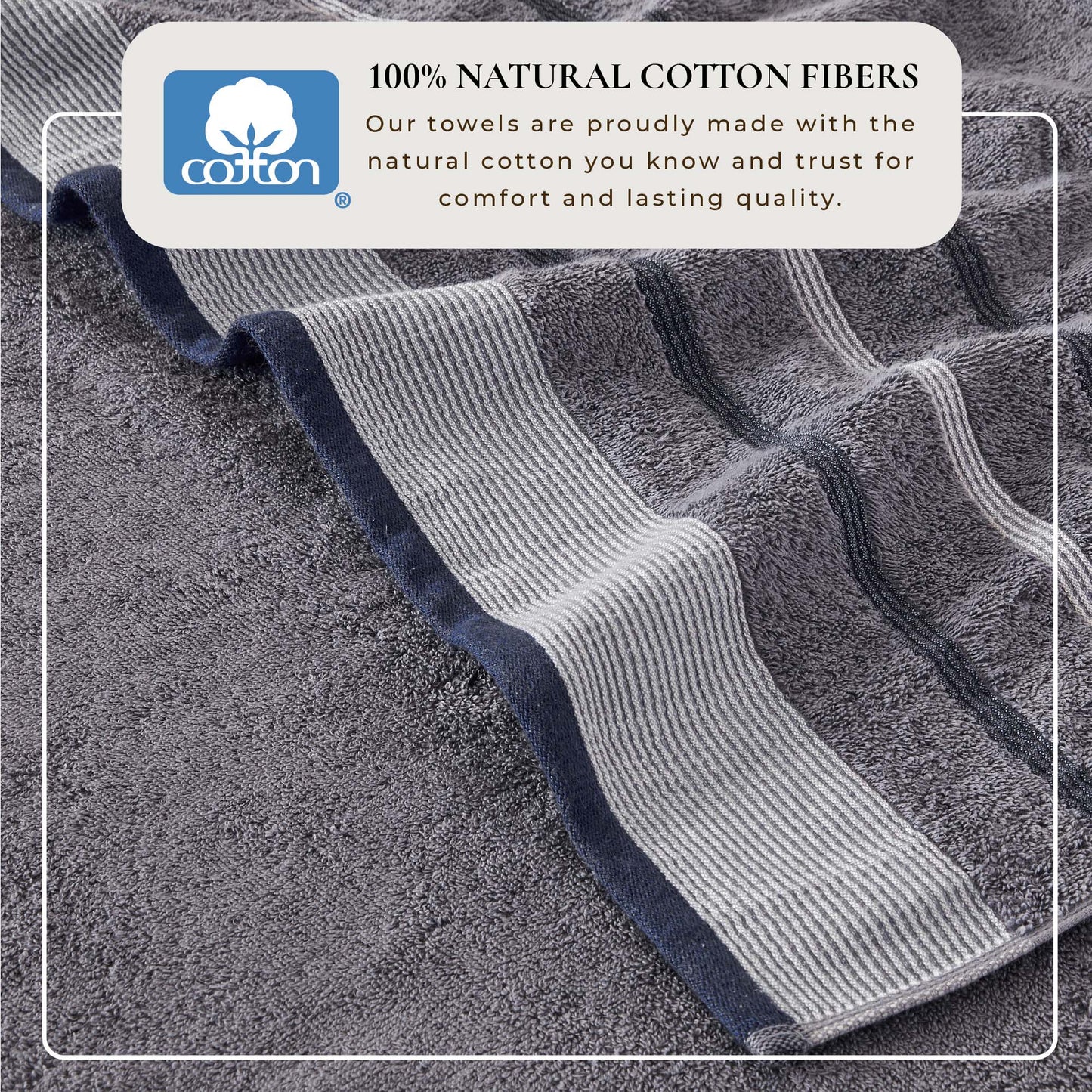 Decorative Cotton Stripe Bath Towel Set - Noelle Collection