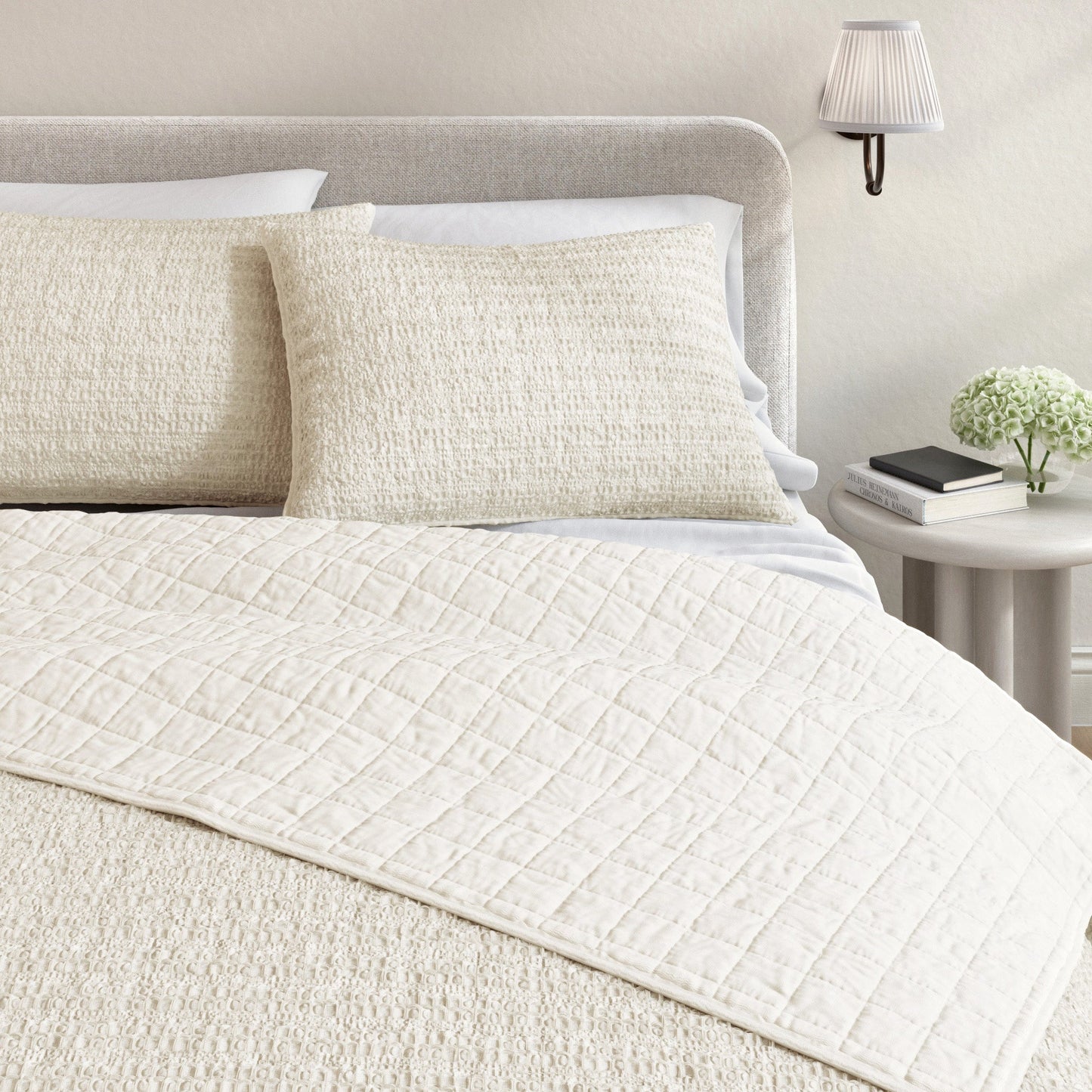 100 Percent Cotton Honeycomb Waffle Quilt Set Garment Washed Genevieve Collection