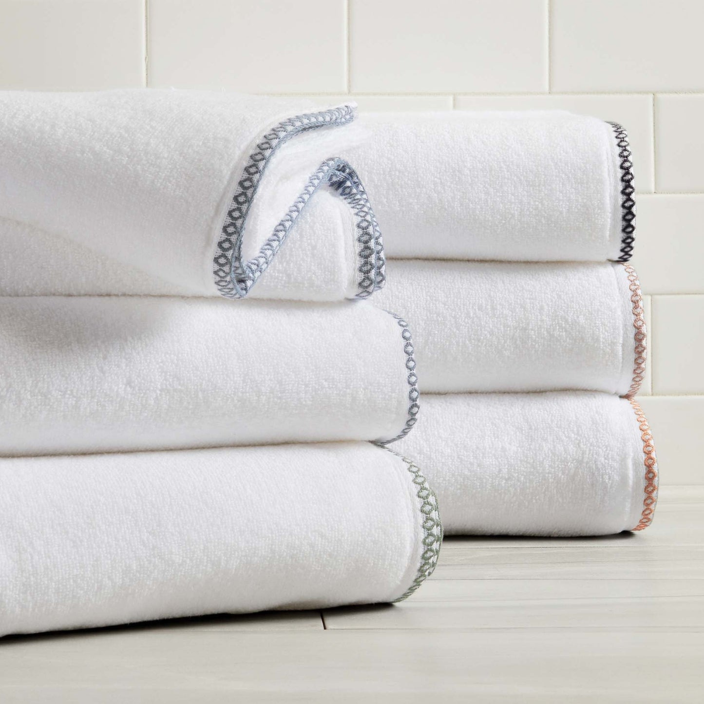 Cotton Border Stitched 6 Piece Towel Set Valery Collection Zero Twist Combed Cotton