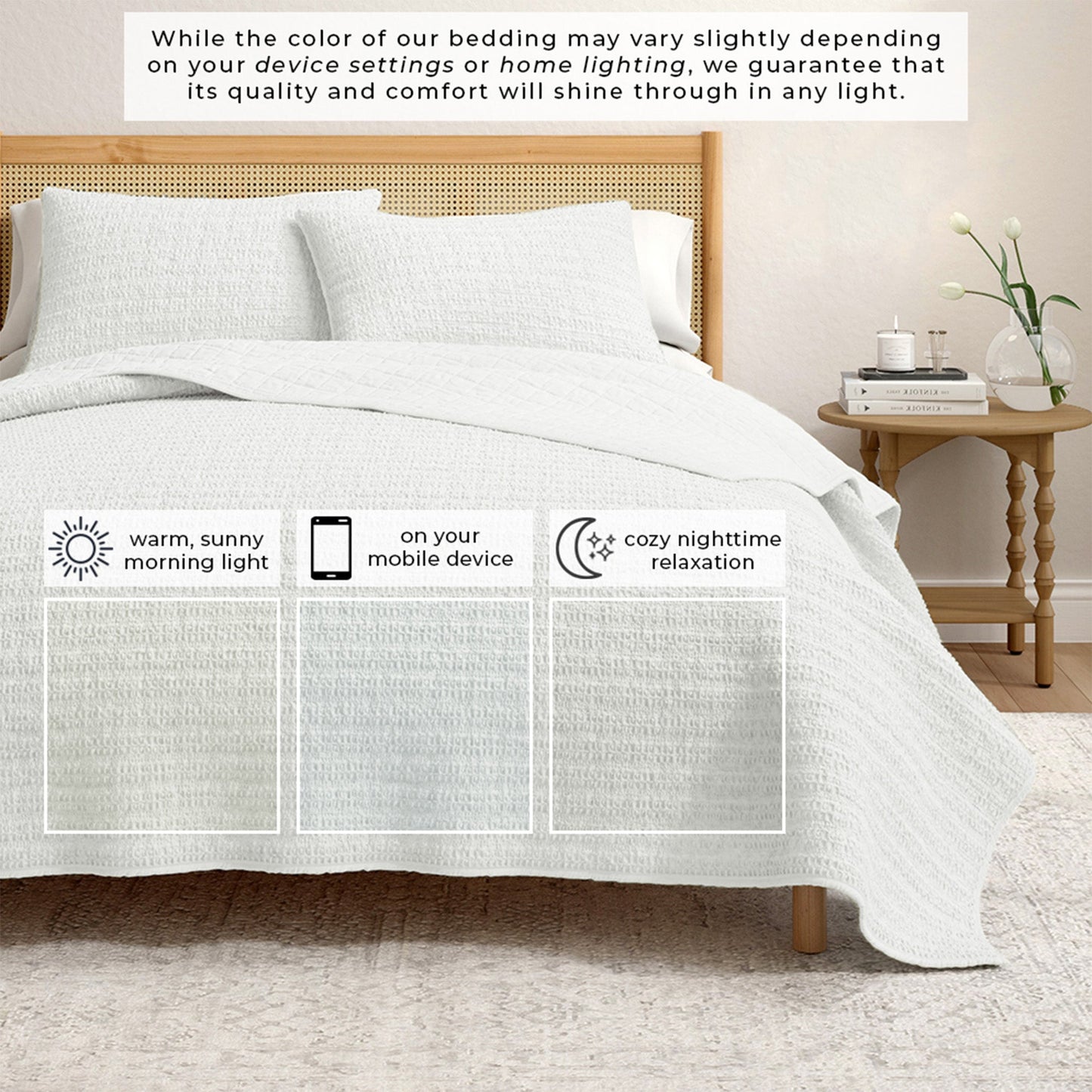 100 Percent Cotton Honeycomb Waffle Quilt Set Garment Washed Genevieve Collection