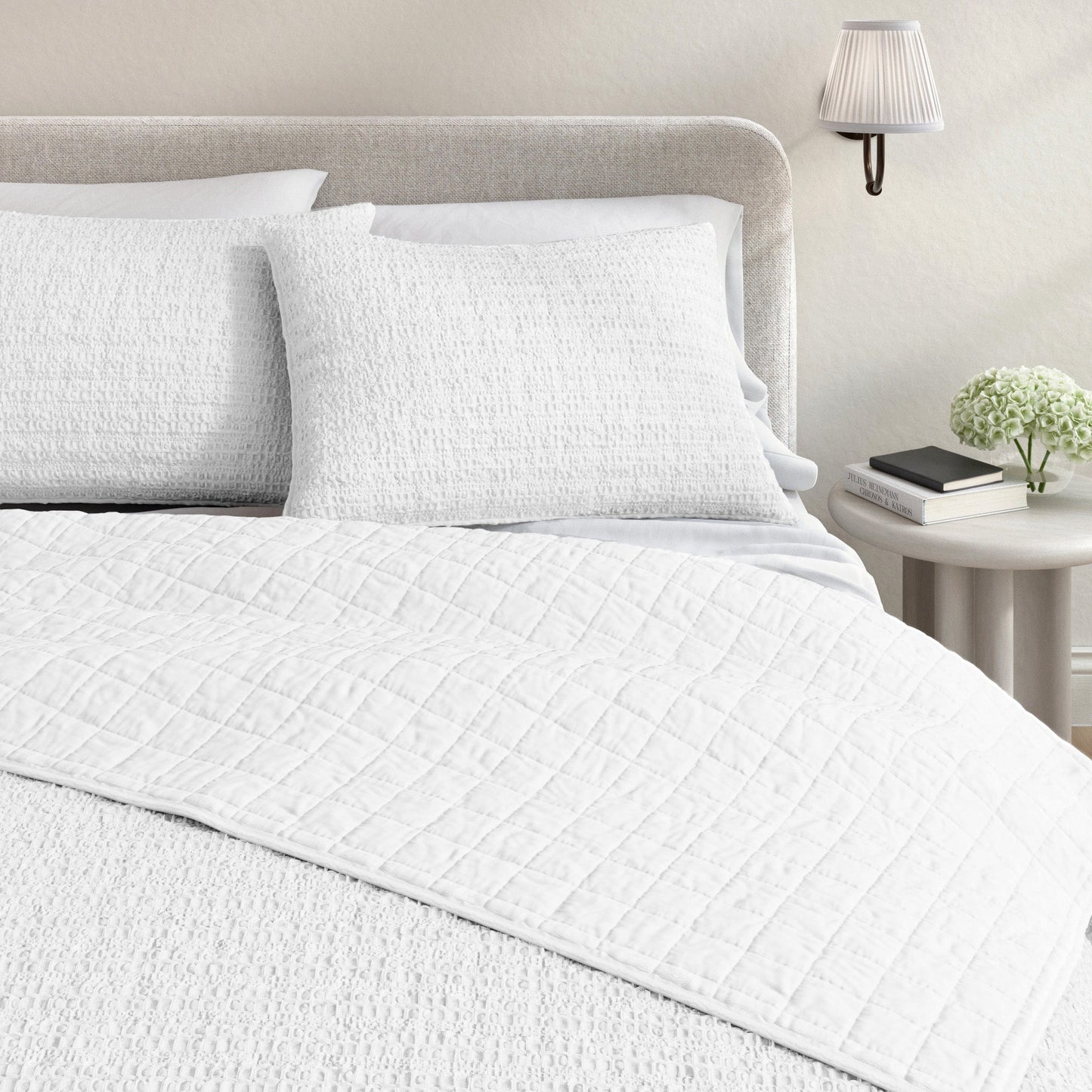 100 Percent Cotton Honeycomb Waffle Quilt Set Garment Washed Genevieve Collection