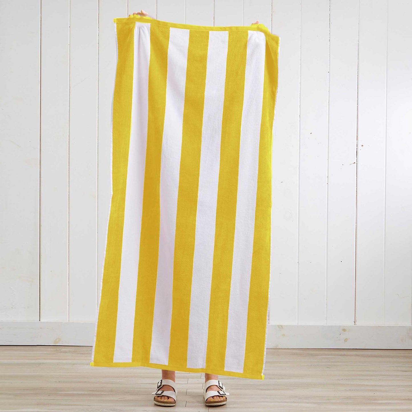Oversized Cotton Velour Cabana Stripe Beach Towel Novia Collection Ultra Soft for Beach Poolside Camping