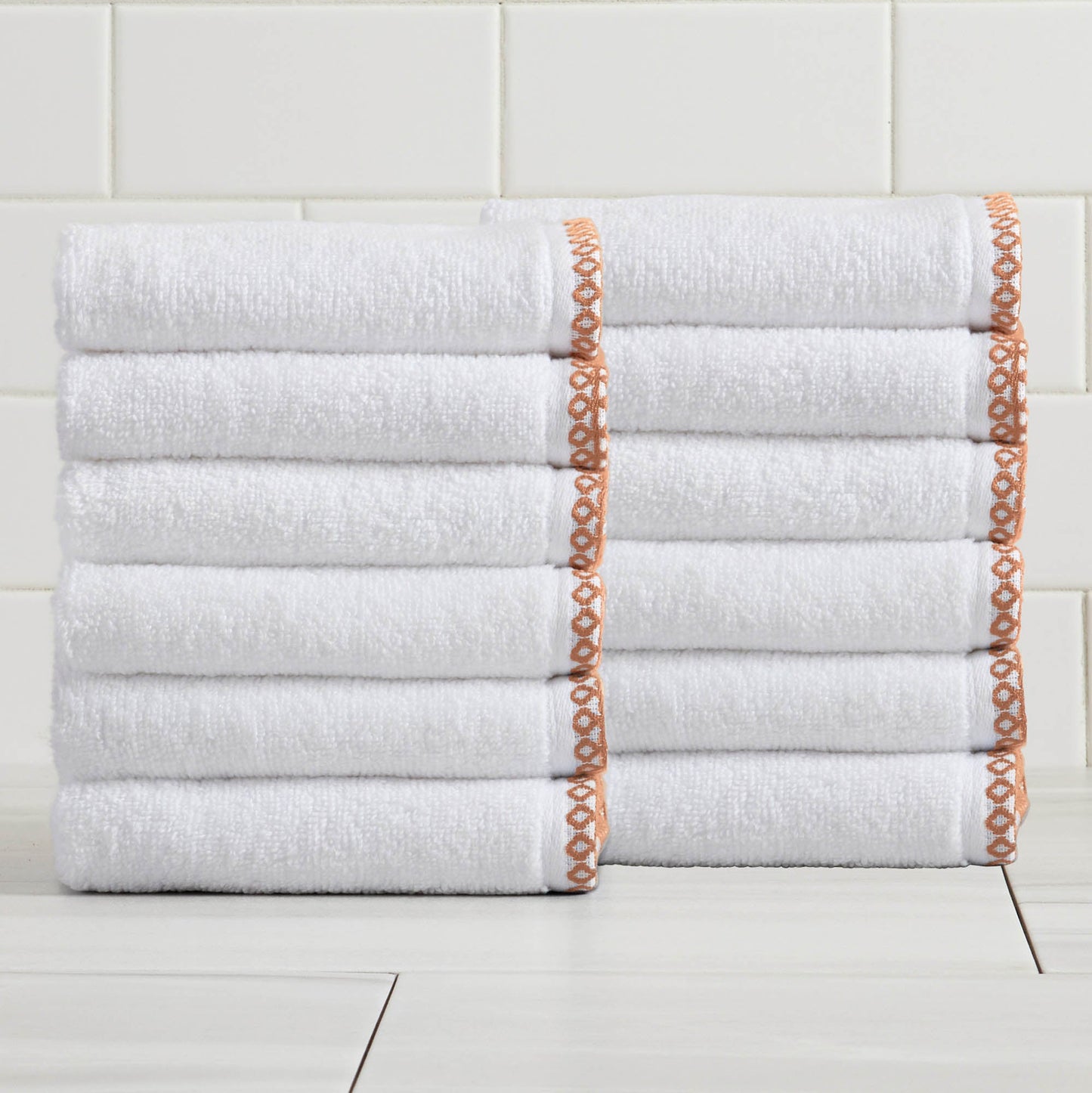 Cotton Border Stitched 6 Piece Towel Set Valery Collection Zero Twist Combed Cotton