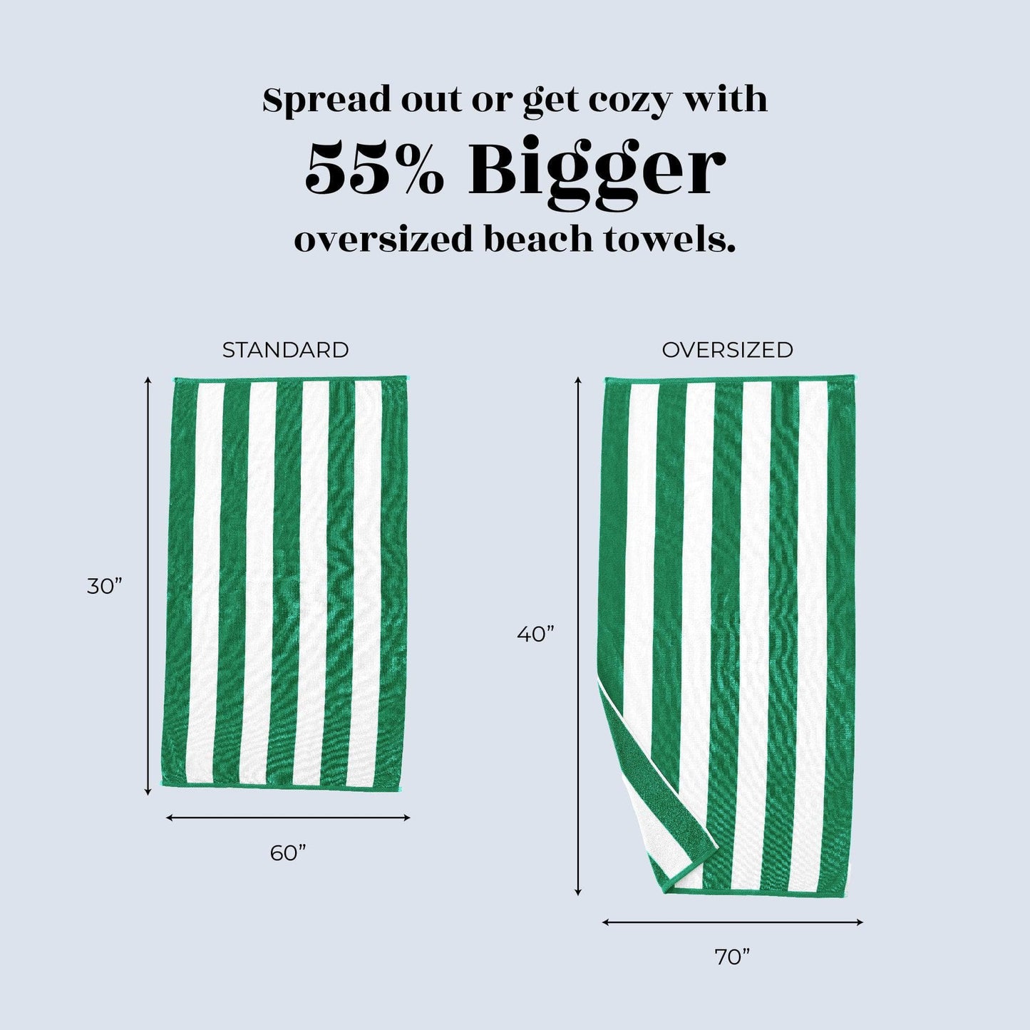 Oversized Cotton Velour Cabana Stripe Beach Towel Novia Collection Ultra Soft for Beach Poolside Camping