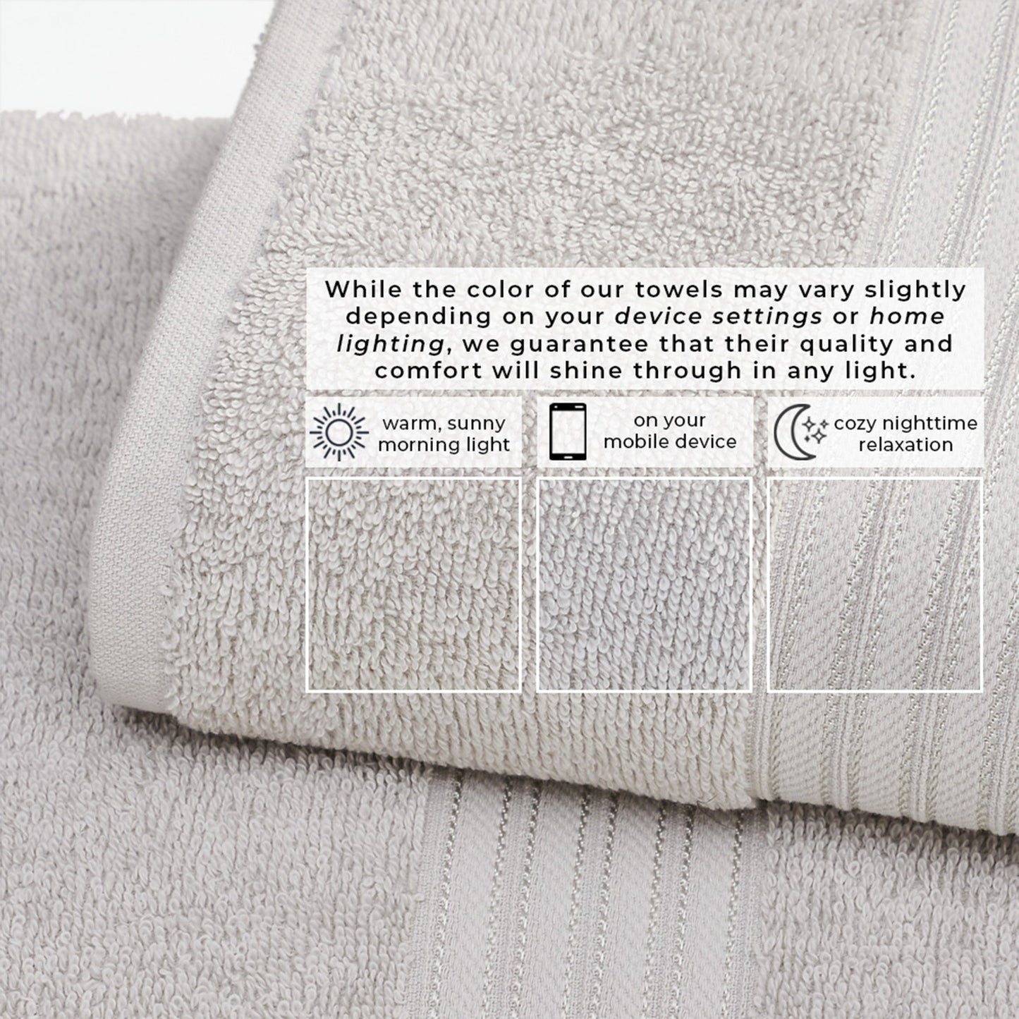 Cooper Collection Cotton Terry Bath Towel Set Lightweight Soft Towels Quick Drying Feather Spun Technology