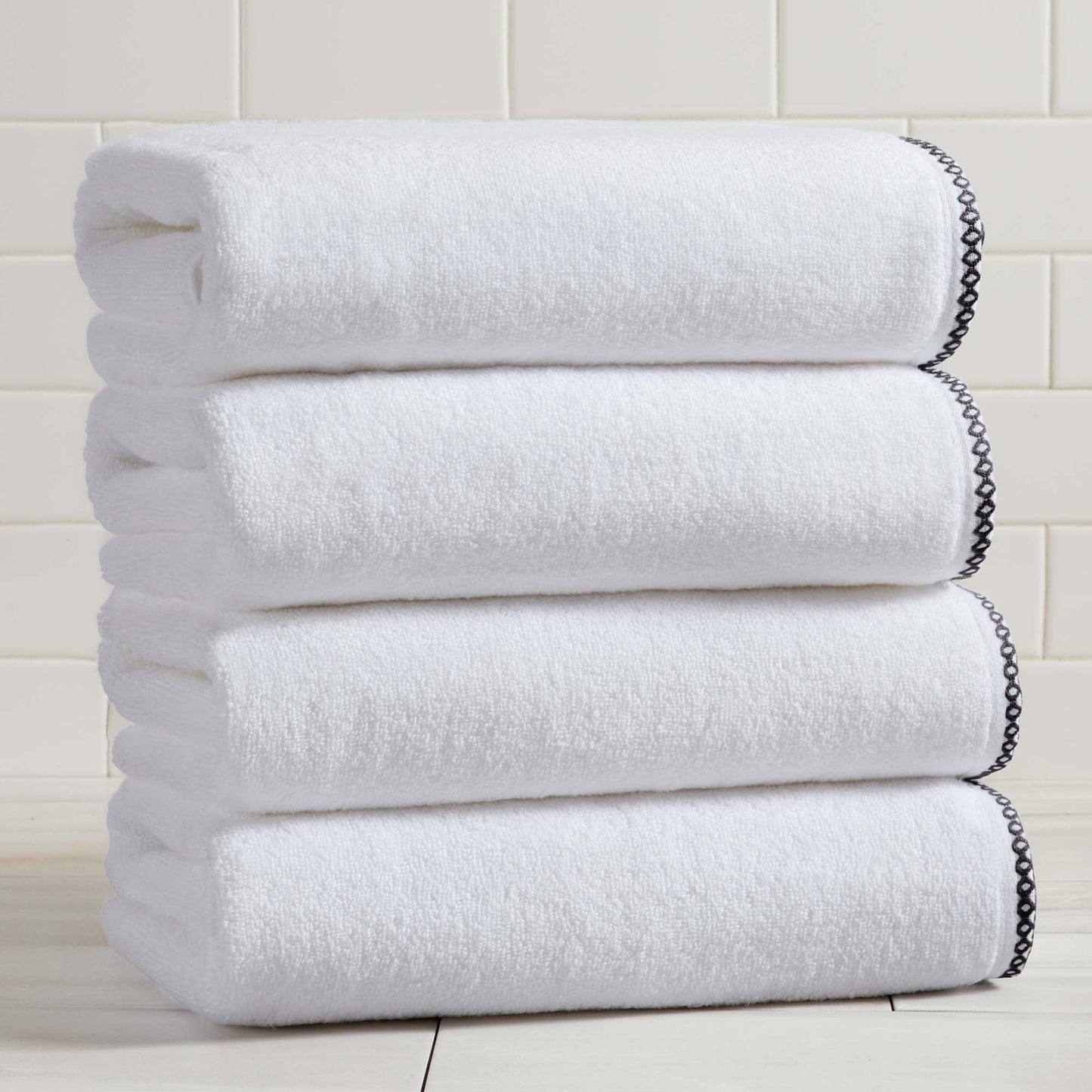 Cotton Border Stitched 6 Piece Towel Set Valery Collection Zero Twist Combed Cotton