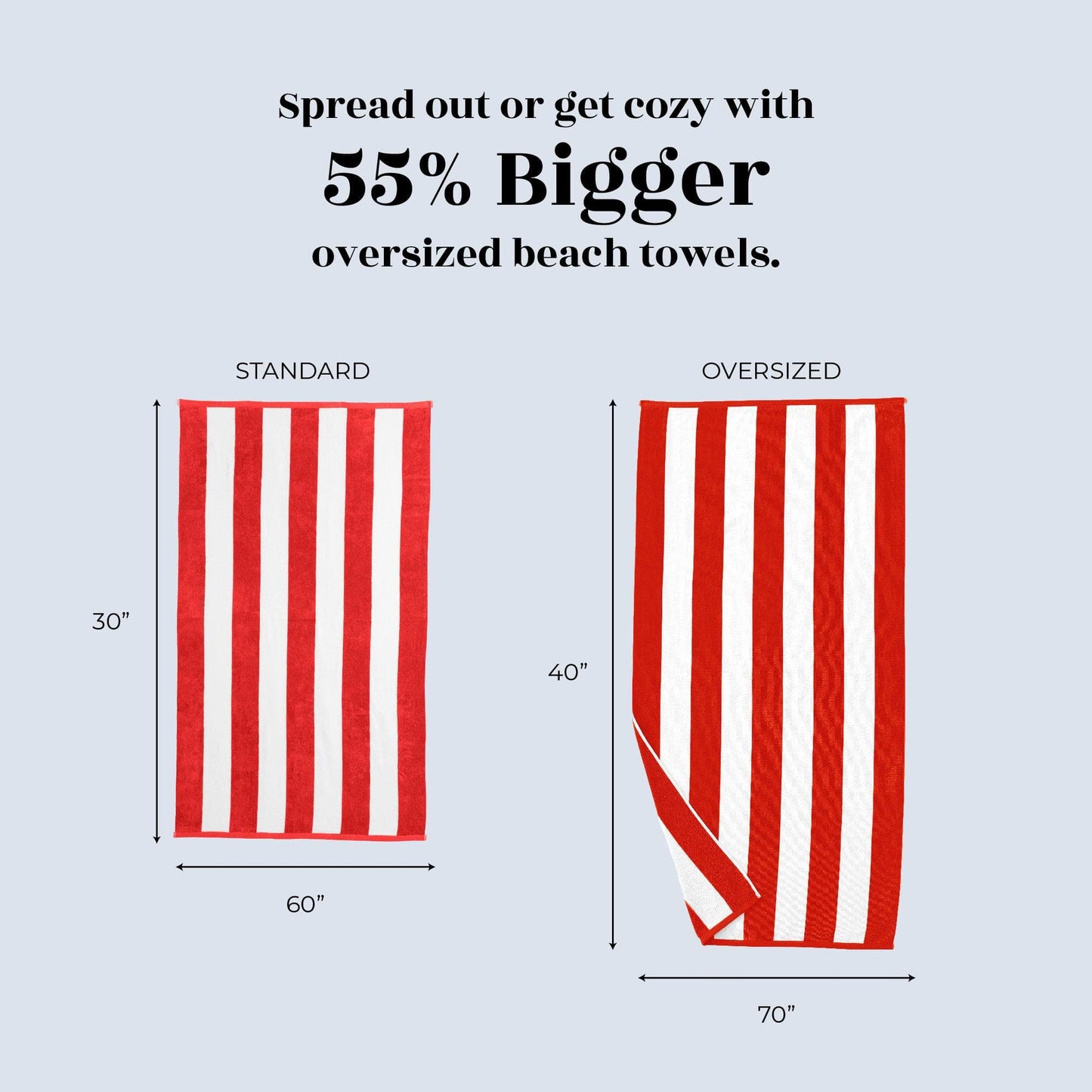 Oversized Cotton Velour Cabana Stripe Beach Towel Novia Collection Ultra Soft for Beach Poolside Camping