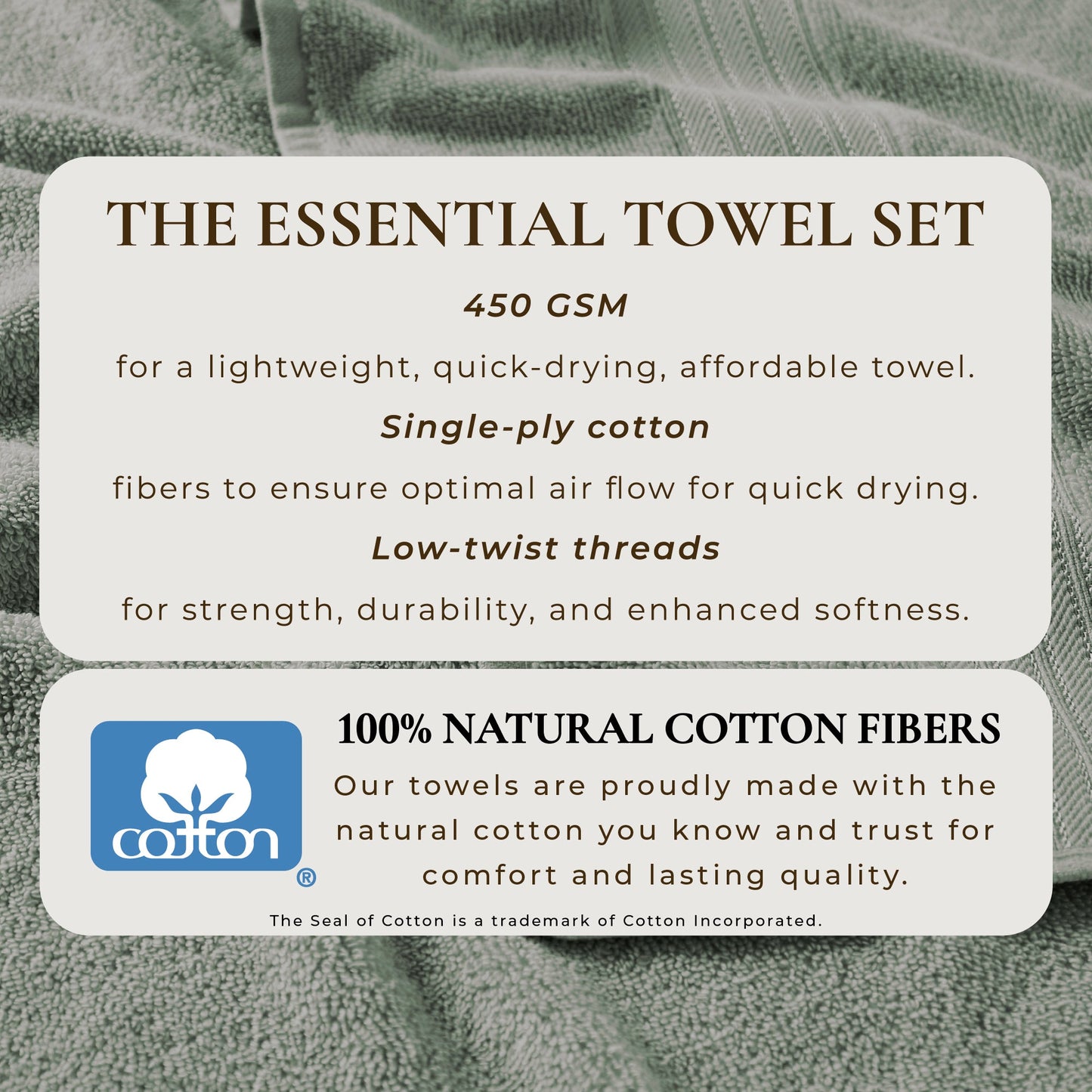 Cooper Collection Cotton Terry Bath Towel Set Lightweight Soft Towels Quick Drying Feather Spun Technology