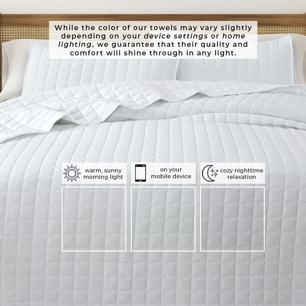 Box-Stitched Seersucker Quilt Set - Seersucker Collection Great Bay Home