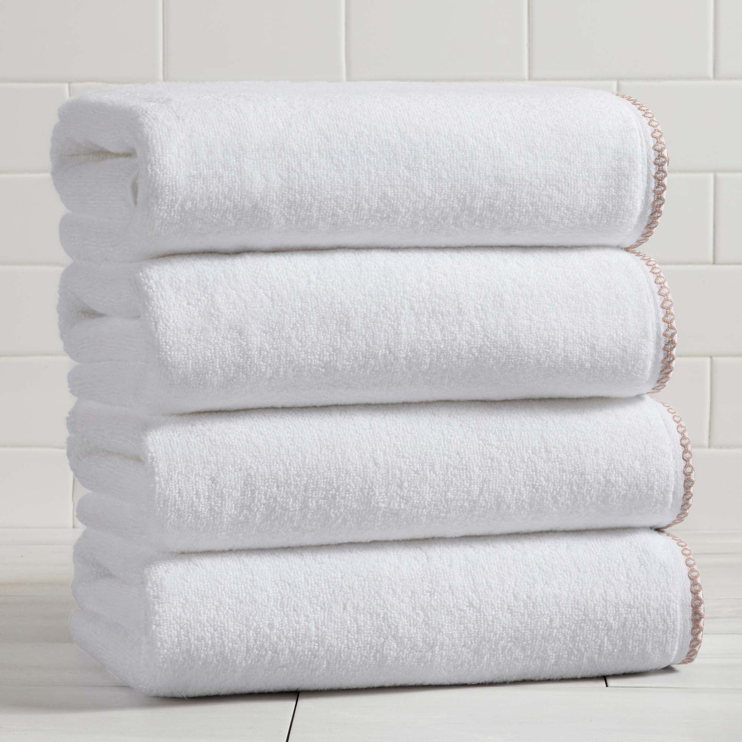 Cotton Border Stitched 6 Piece Towel Set Valery Collection Zero Twist Combed Cotton