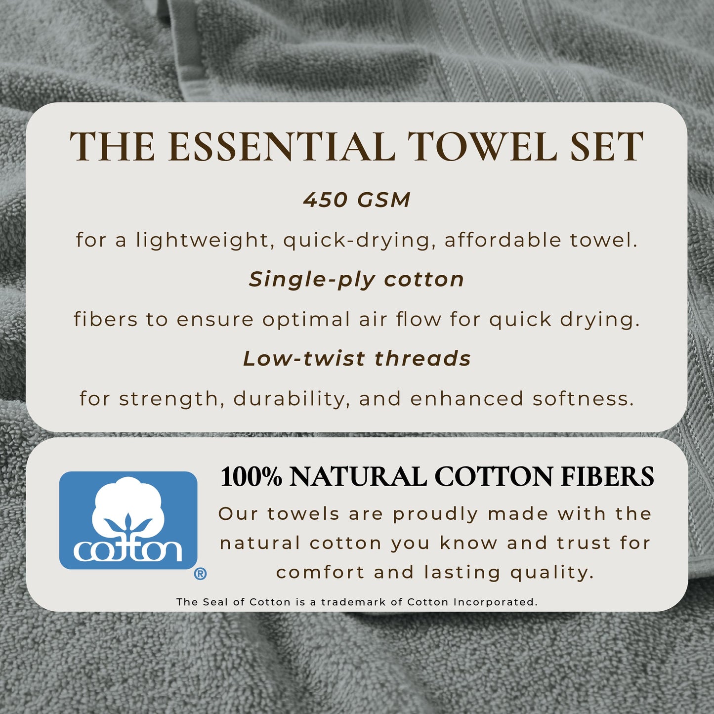 Cooper Collection Cotton Terry Bath Towel Set Lightweight Soft Towels Quick Drying Feather Spun Technology