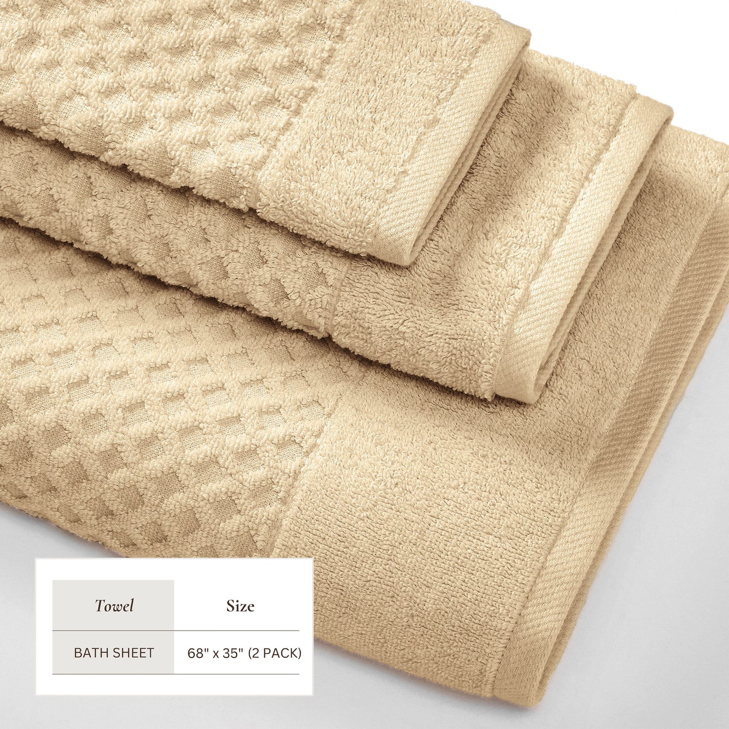 Cotton Diamond Waffle Weave Bath Towel Set Grayson Collection Low Twist Two Ply Towels For Everyday Luxury