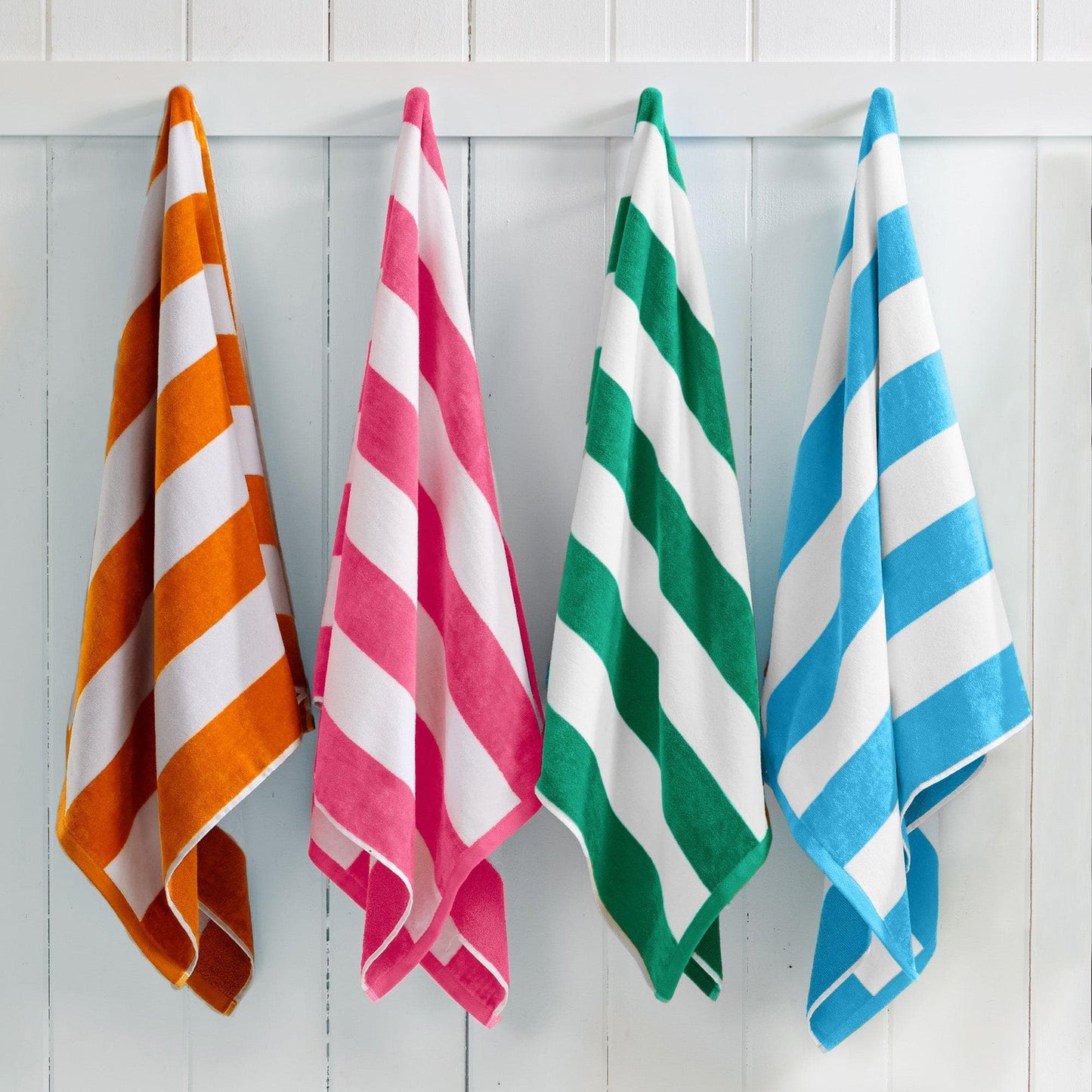 Oversized Cotton Velour Cabana Stripe Beach Towel Novia Collection Ultra Soft for Beach Poolside Camping