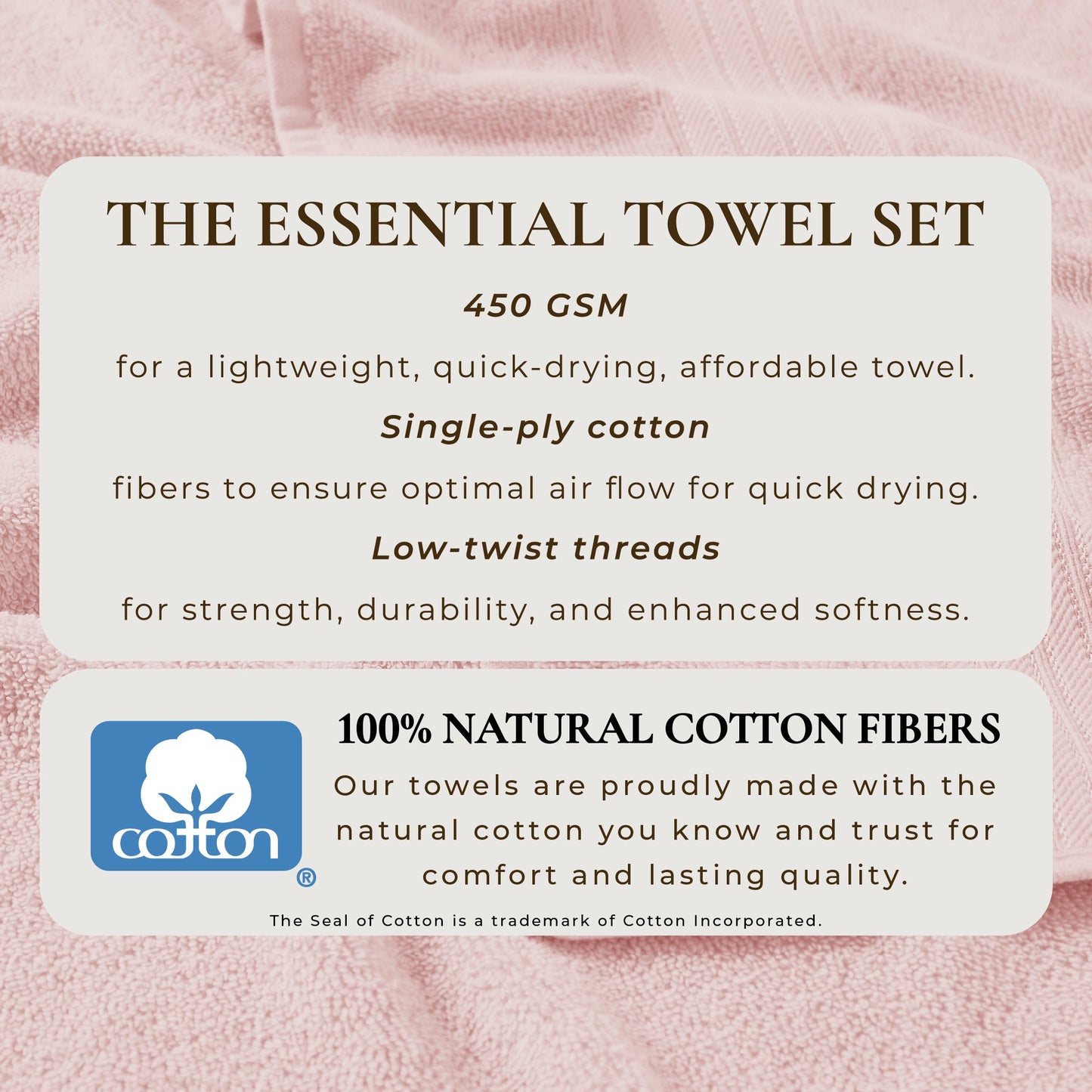 Cooper Collection Cotton Terry Bath Towel Set Lightweight Soft Towels Quick Drying Feather Spun Technology