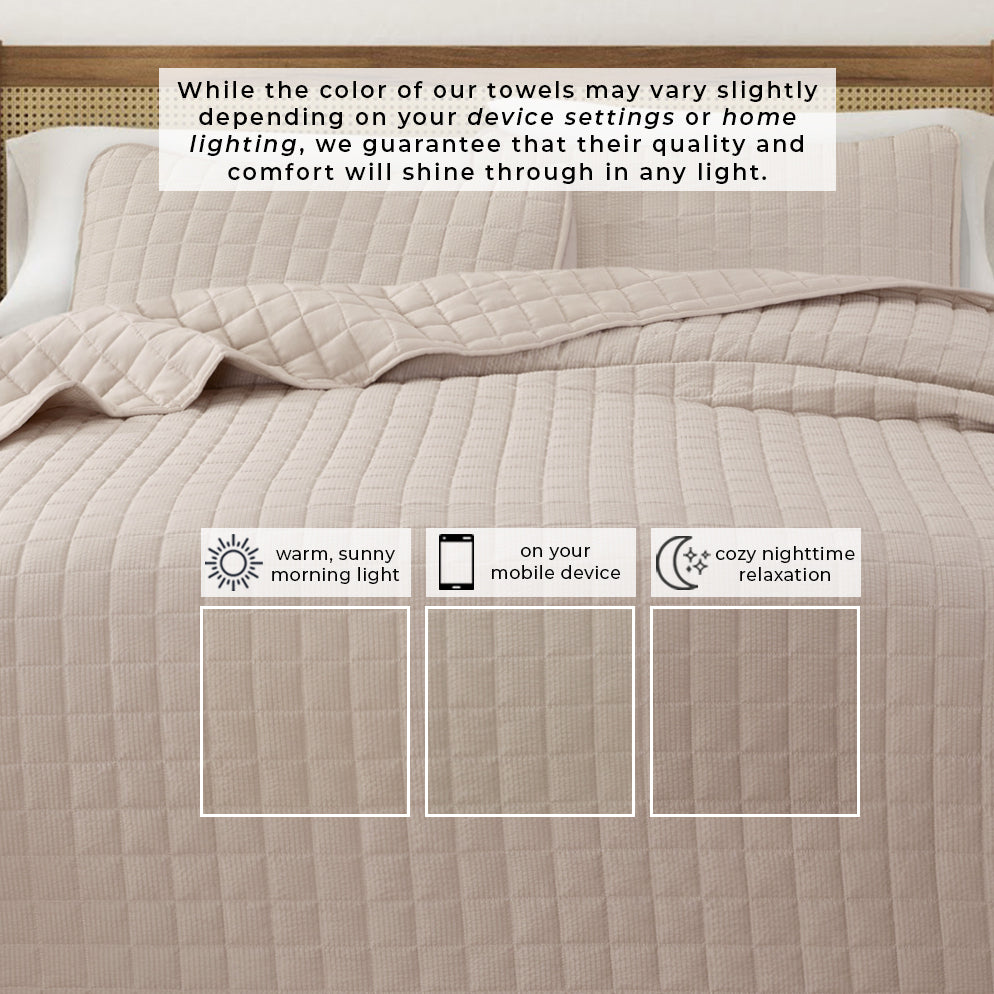 Box-Stitched Seersucker Quilt Set - Seersucker Collection Great Bay Home