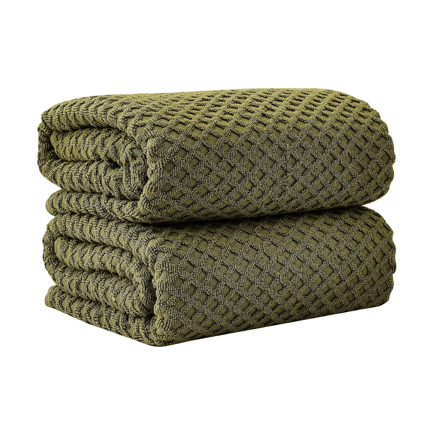 Cotton Diamond Waffle Weave Bath Towel Set Grayson Collection Low Twist Two Ply Towels For Everyday Luxury
