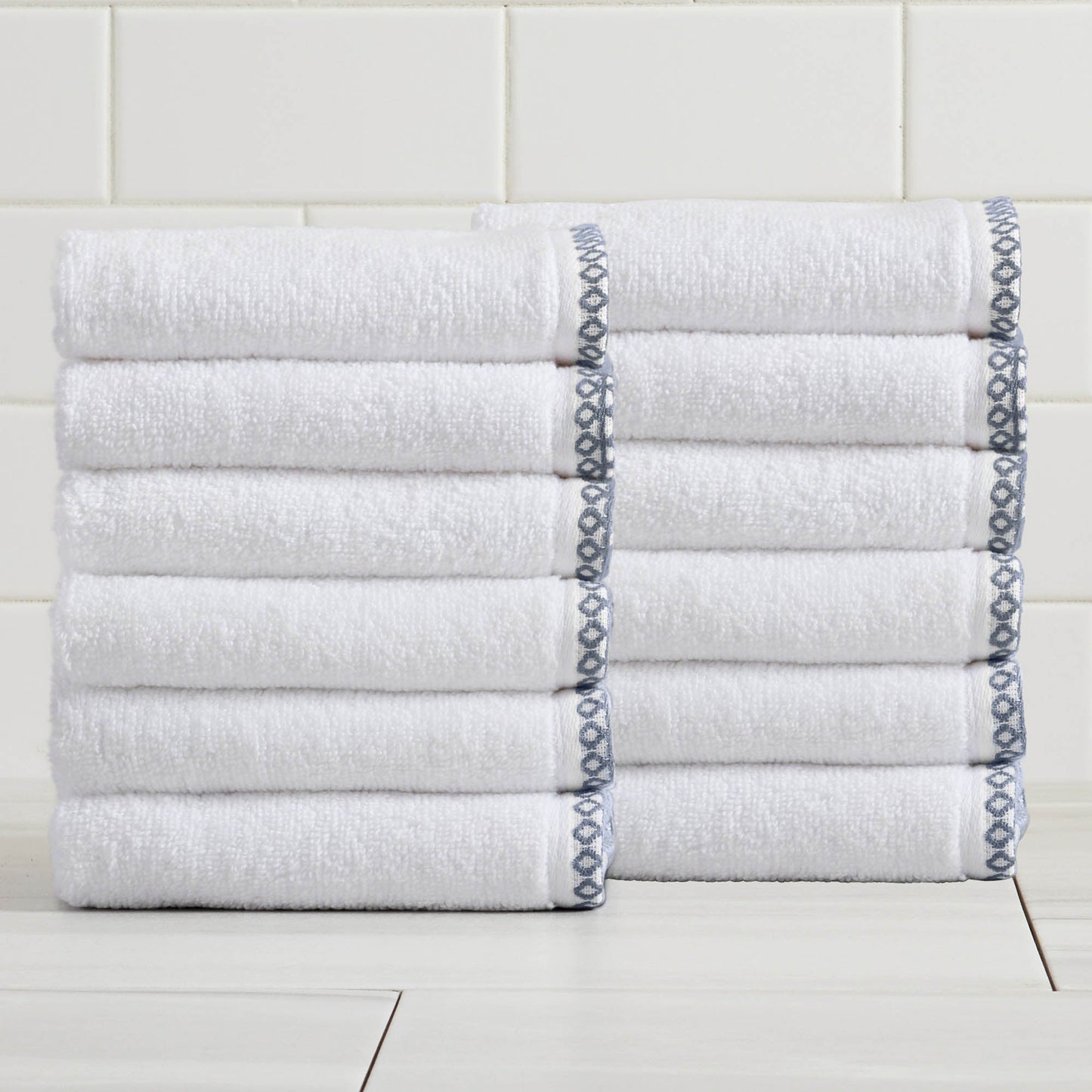 Cotton Border Stitched 6 Piece Towel Set Valery Collection Zero Twist Combed Cotton