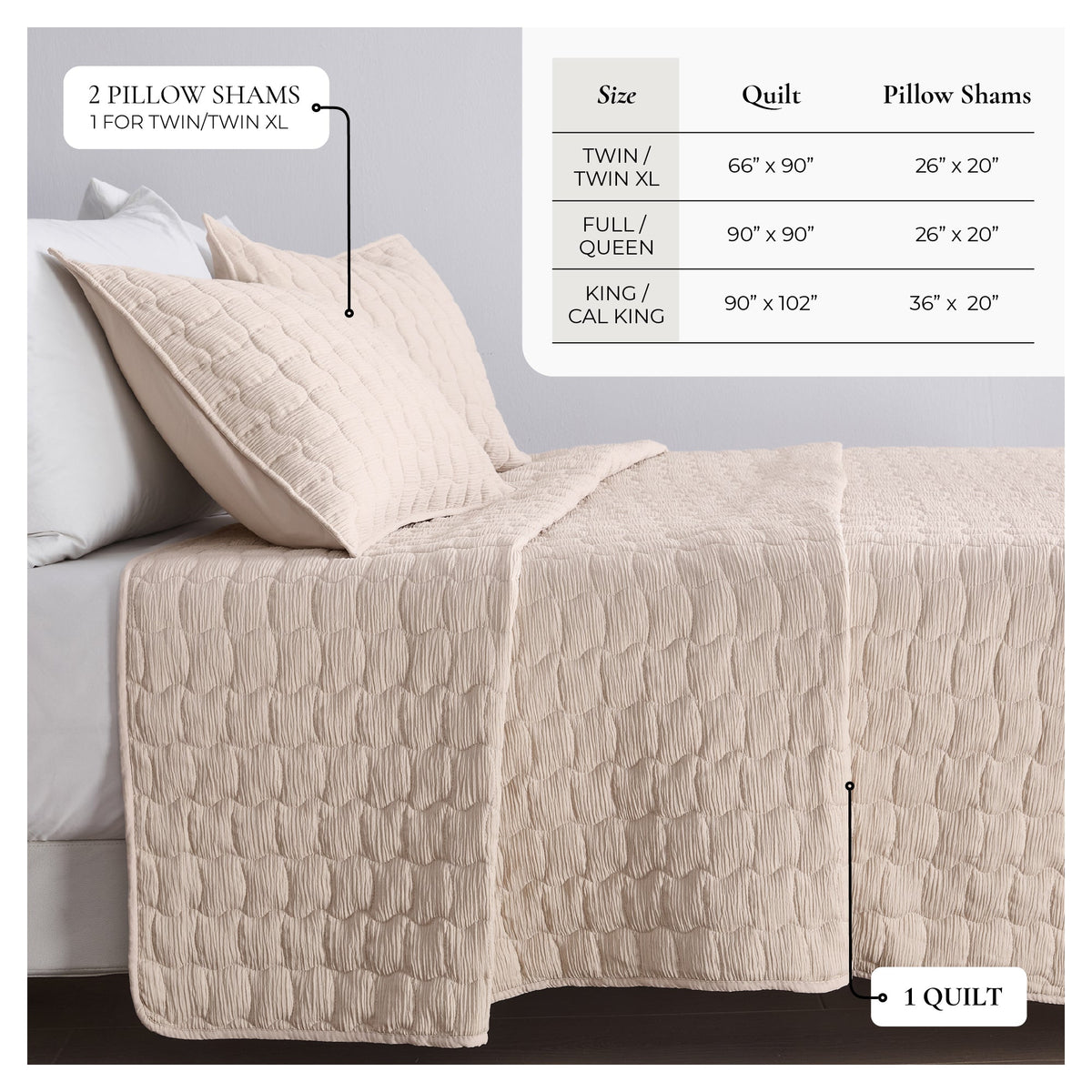 Gauze Quilt Set - Wave Stitch Collection Great Bay Home