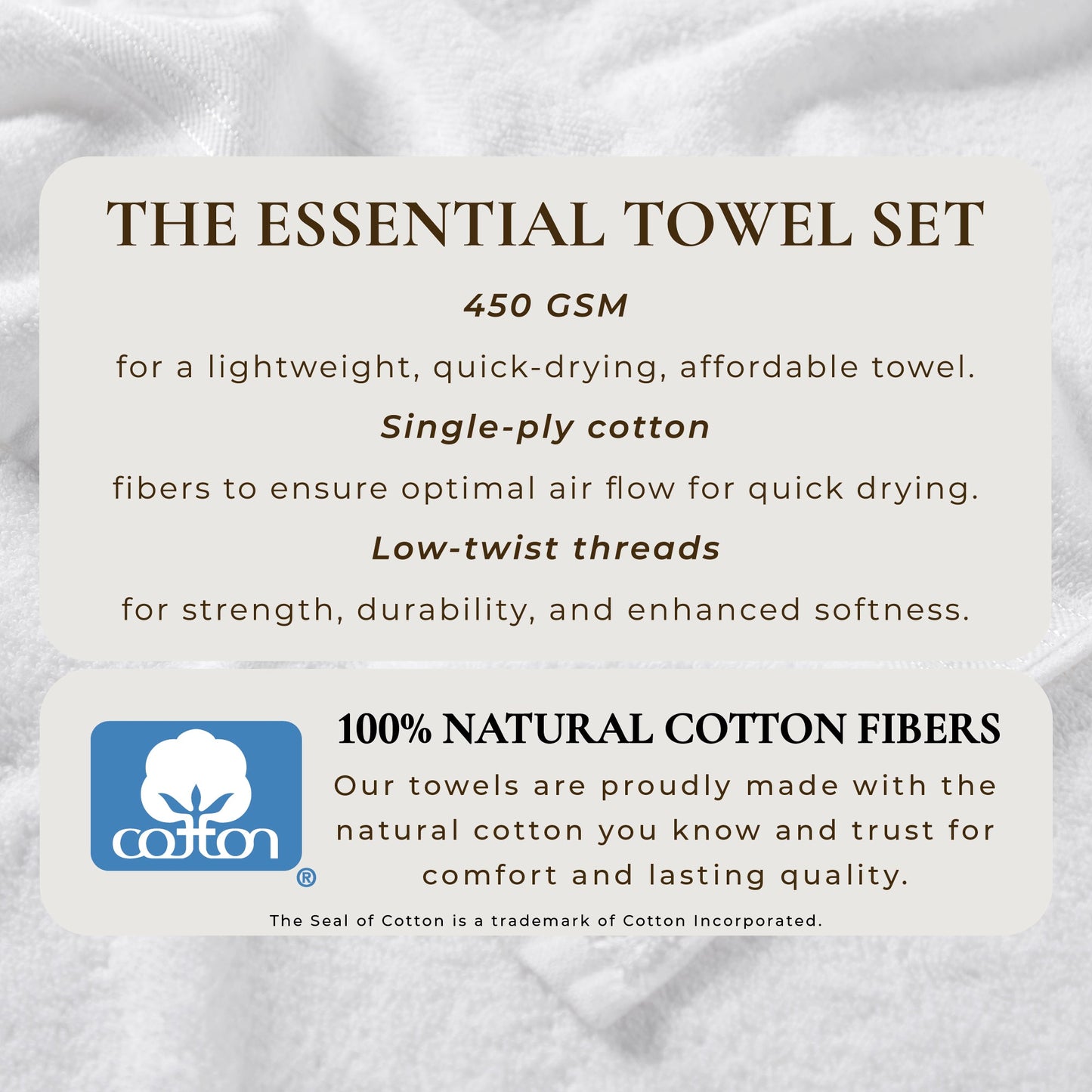 Cooper Collection Cotton Terry Bath Towel Set Lightweight Soft Towels Quick Drying Feather Spun Technology