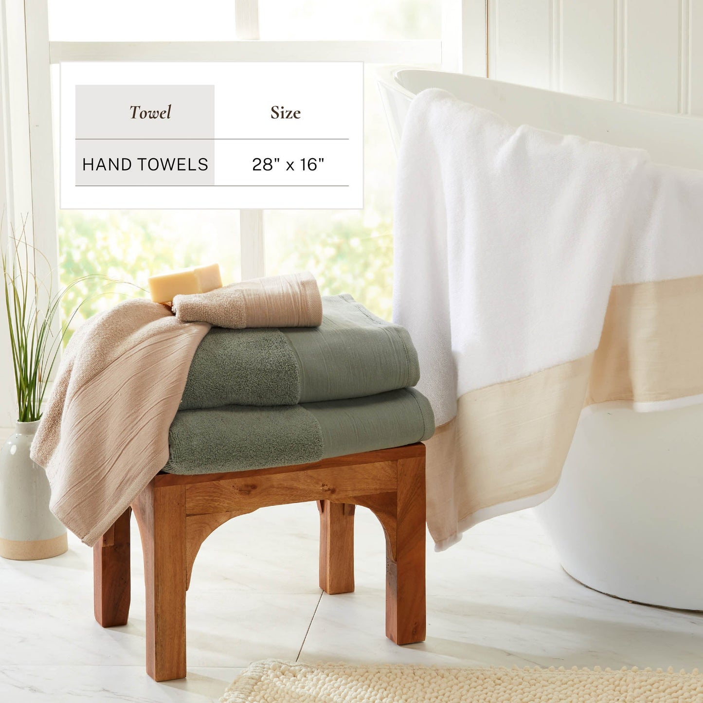 Priya Collection Six Piece Cotton Towel Set With Linen Like Border Zero Twist Combed Cotton