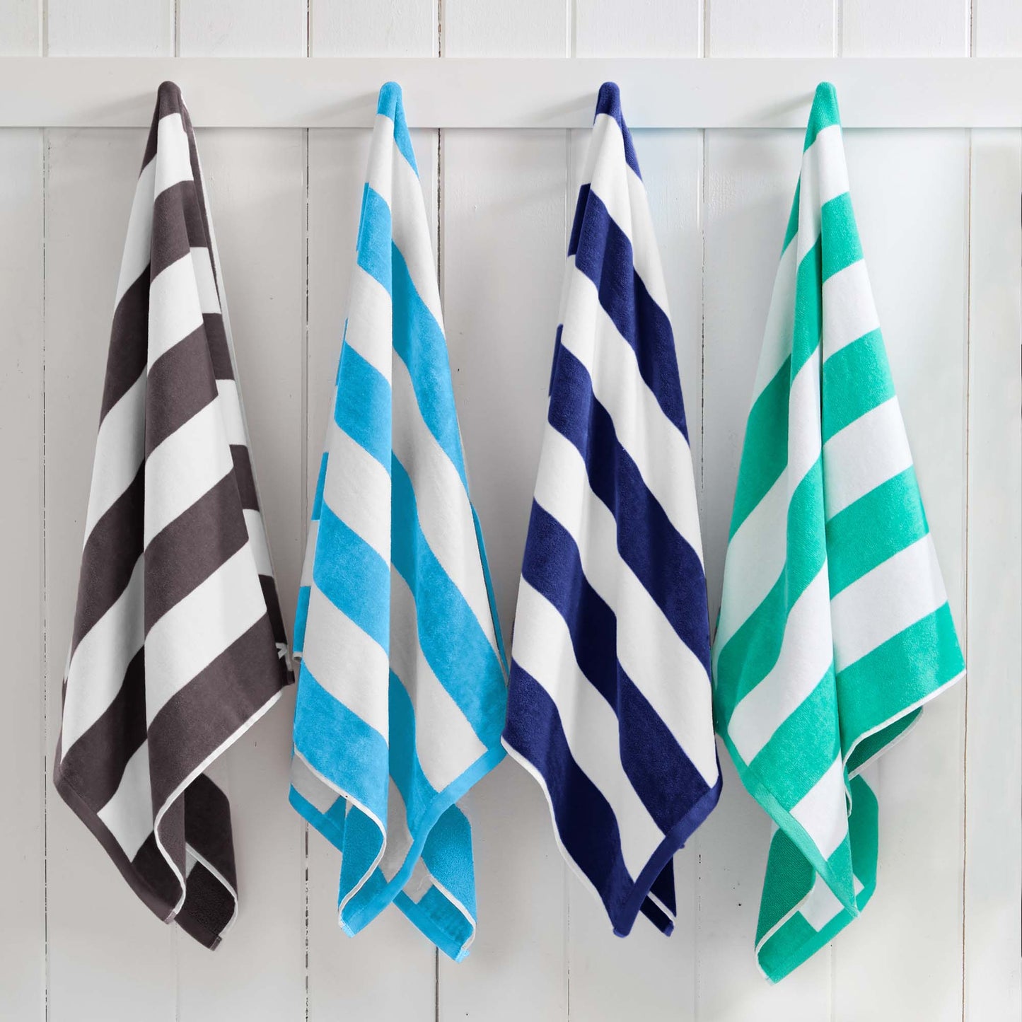 Oversized Cotton Velour Cabana Stripe Beach Towel Novia Collection Ultra Soft for Beach Poolside Camping